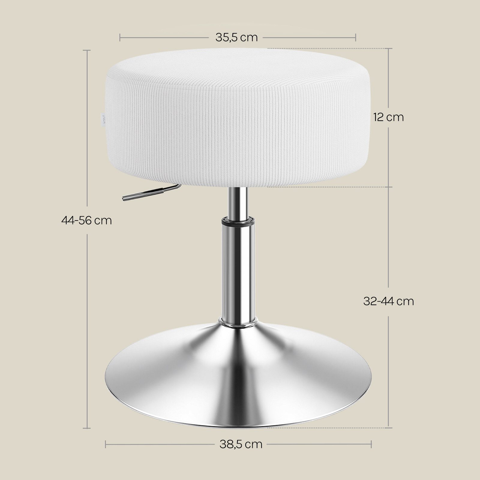 Woltu Drehhocker (1 St), Schminkhocker Cord, höhenverstellbar drehbar