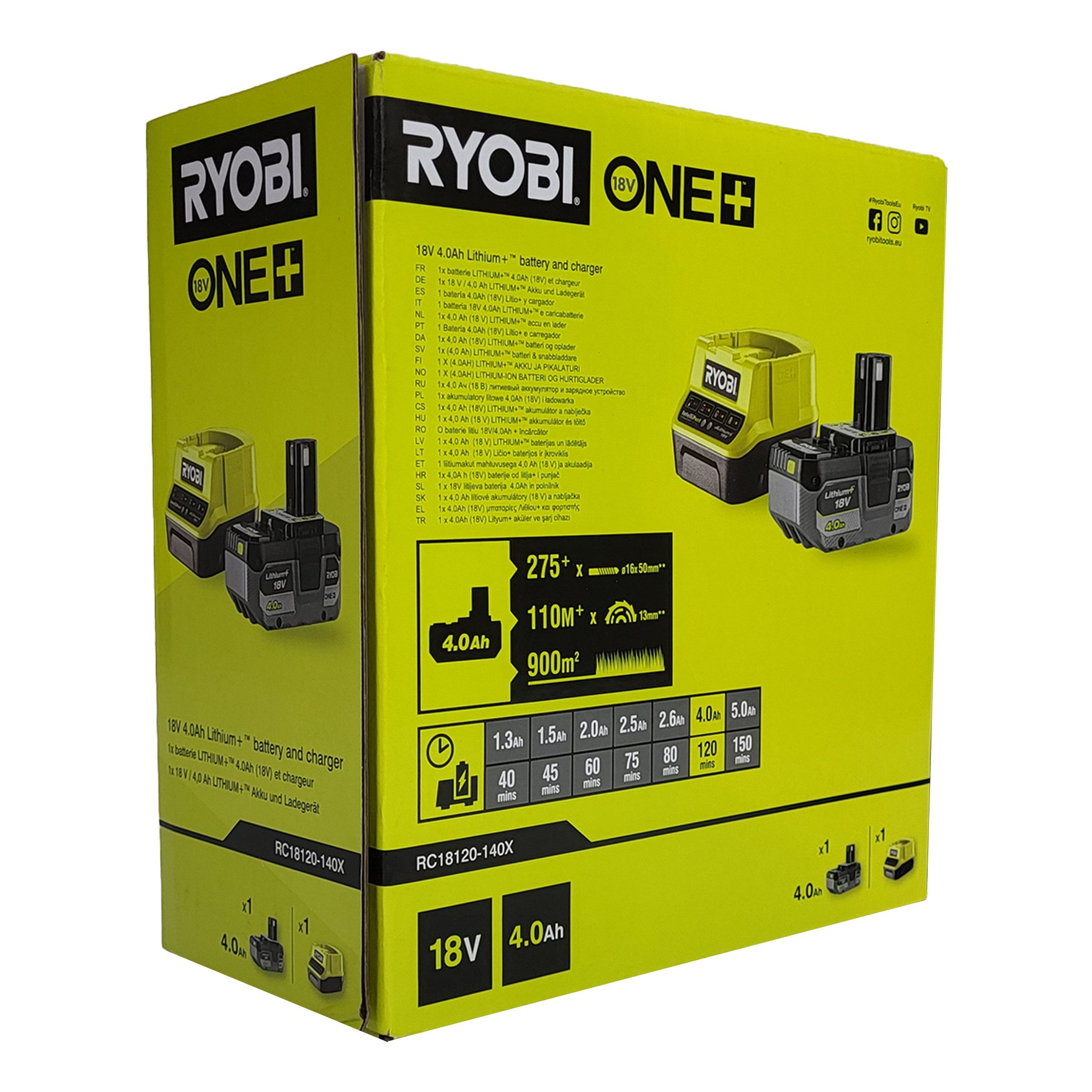 RYOBI Ryobi RC18120-140X 18 V ONE+™ Akku-Set 4,0 Ah + Ladegerät Akku-Set (1 St)