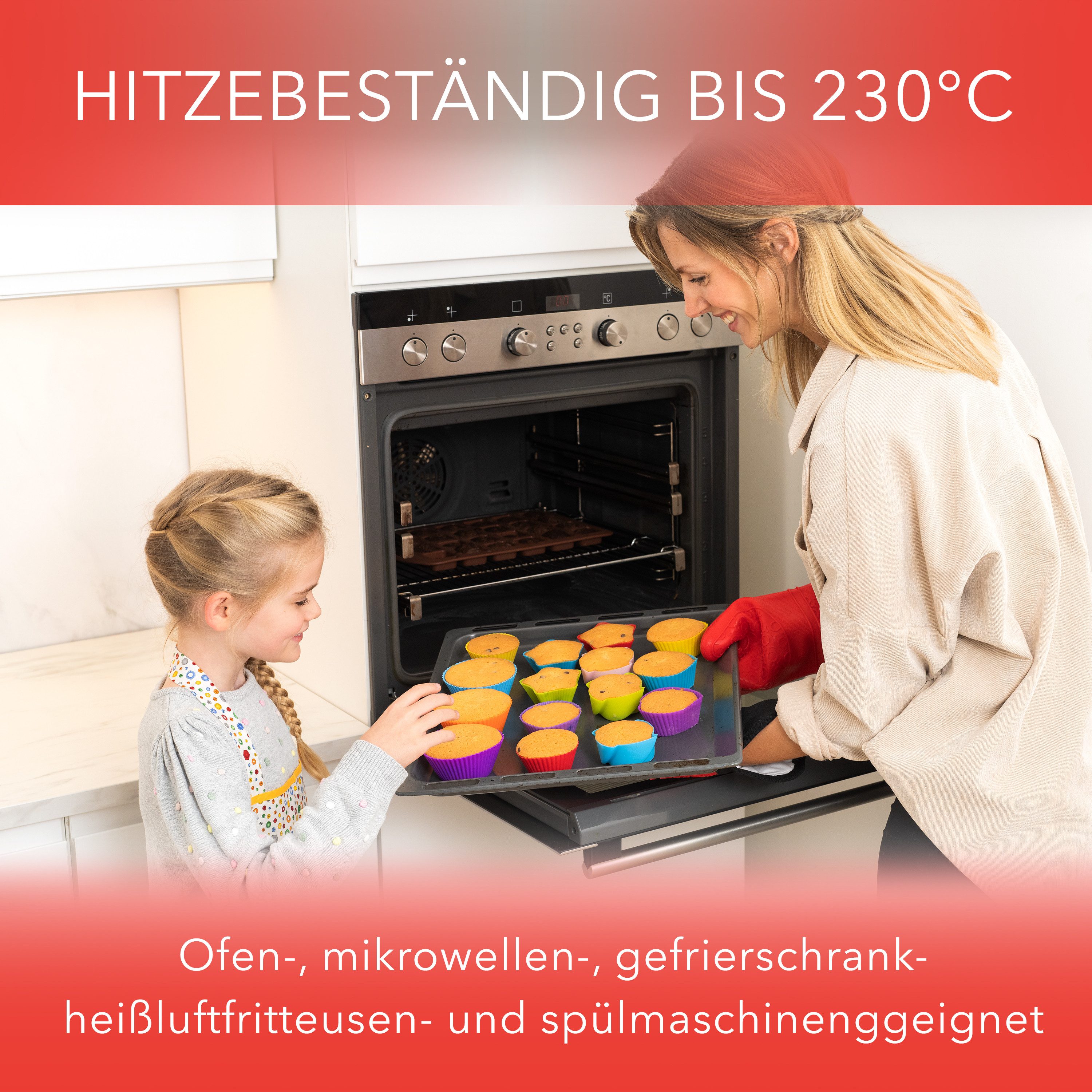 AVANA Muffinform Wiederverwendbare Muffinformen aus Silikon Cupcake Muffinförmchen, (24-tlg), Antihaftbeschichtet, BPA-frei, umweltschonend, 8 Farben