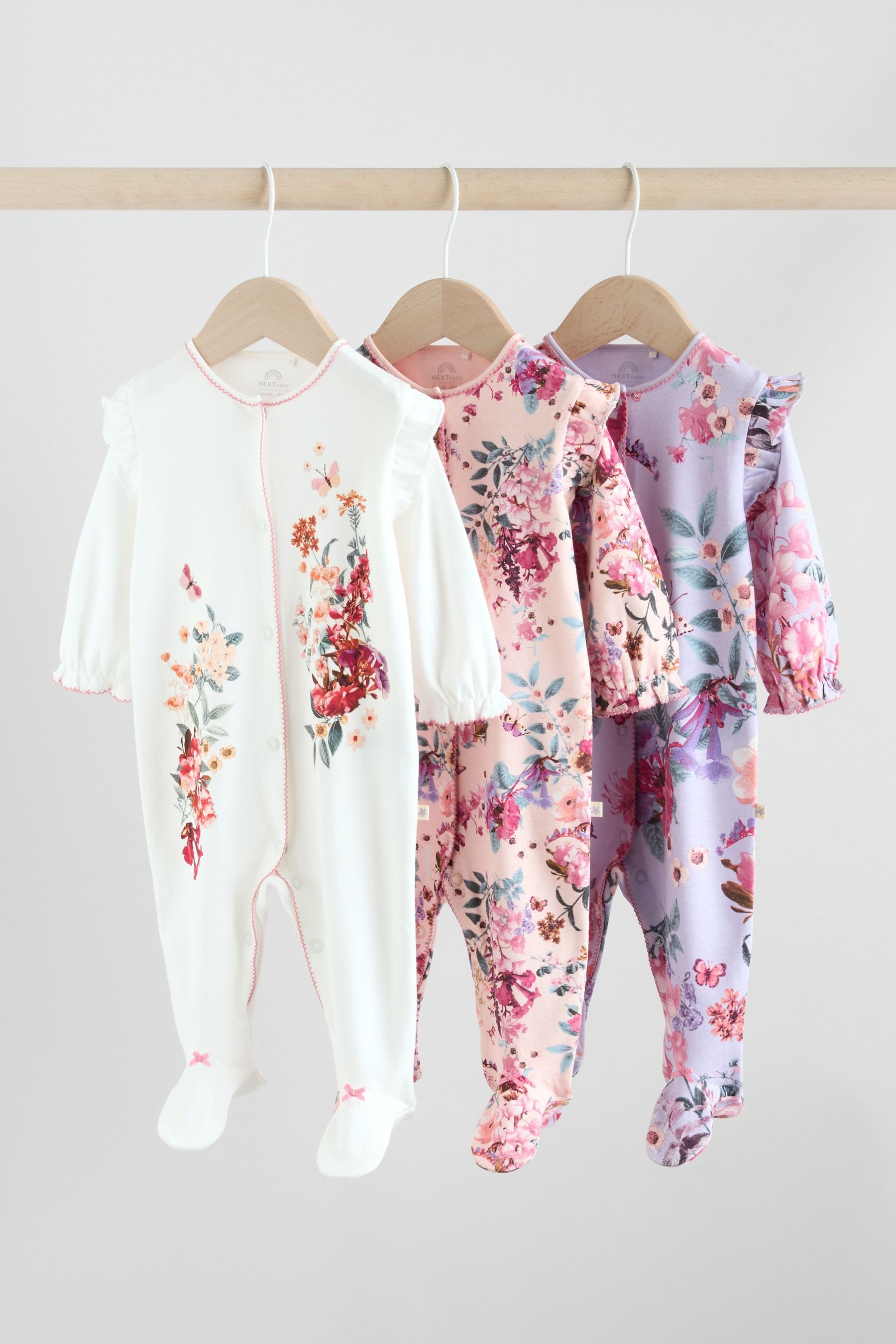 Next Schlafoverall Gerippte Babyschlafanzüge, 3er-Pack (3-tlg)