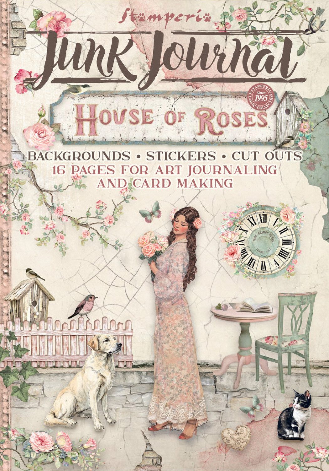 Stamperia Motivpapier Junk Journal Book House of Roses, 16 Stück