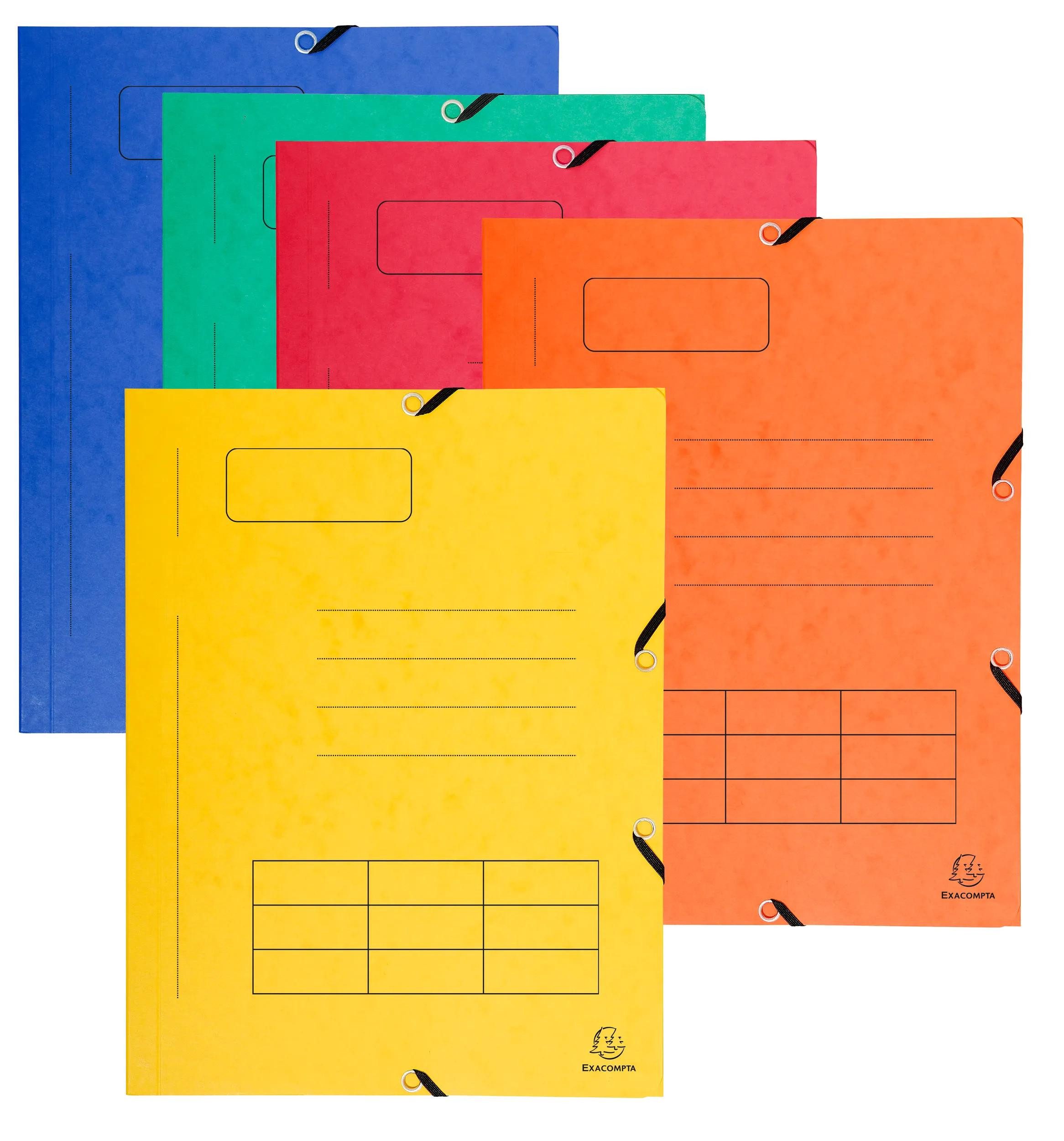 Organisationsmappe 50x Sammelmappe + Gummizug 3 Klappen Index Karton A4 sortiert 55360E