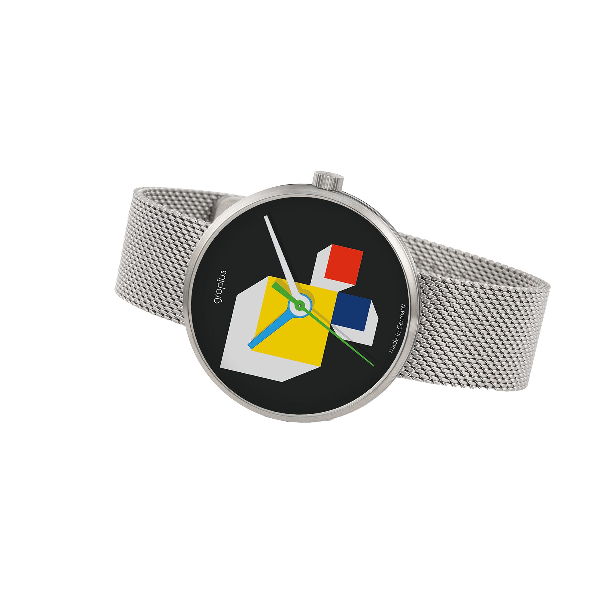 Walter Gropius Quarzuhr Made in Germany, Saphirglas, Forum Hausbauhaus - Wg 022-02M, Designeruhr, Edelstahlband mit Easy-Release System, Edelstahlgehäuse