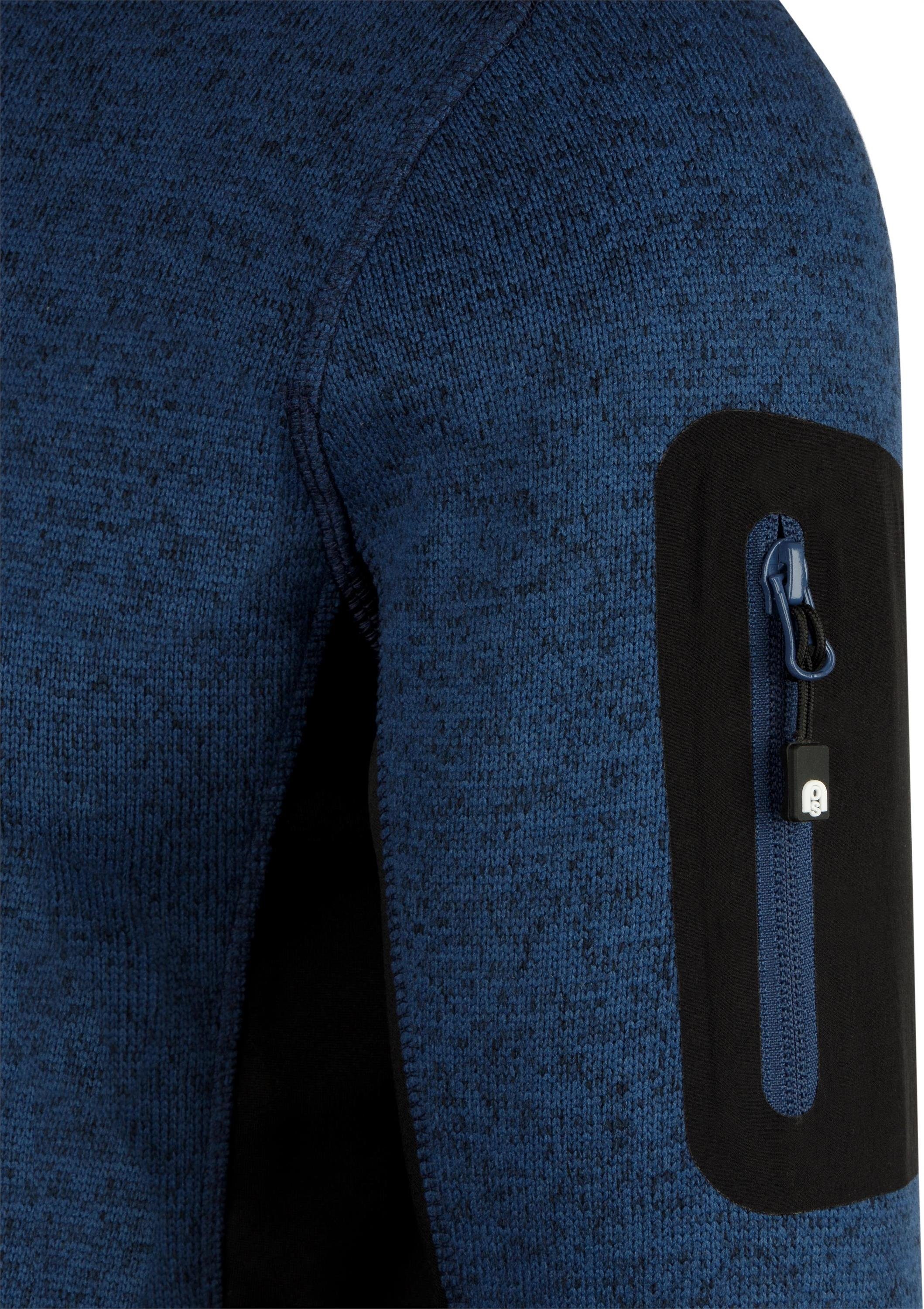 normani Fleecejacke Herren Strick-Fleecejacke Wapusk Strickjacke Cardigan mit Stehkragen und Seitentaschen Outdoor