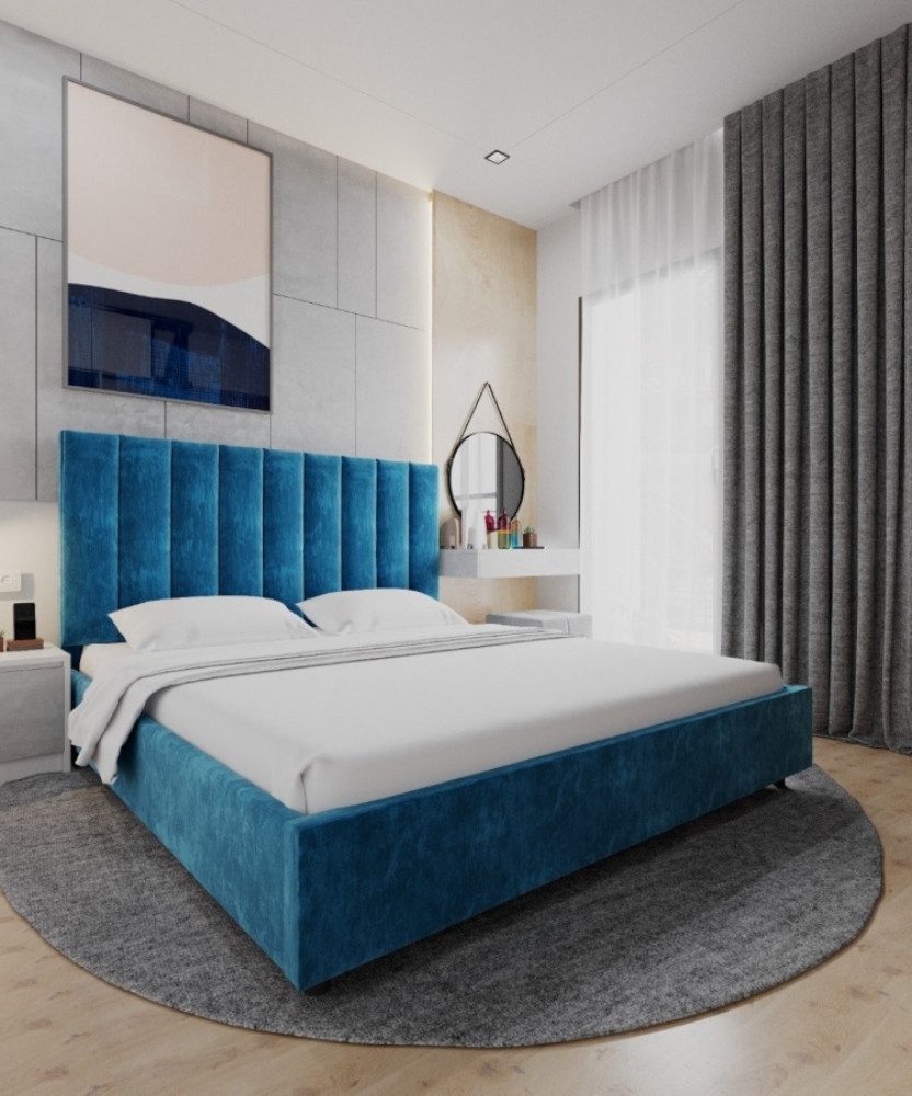Bett Modernes blaues Bettgestell für luxuriöse Hotelzimmer und