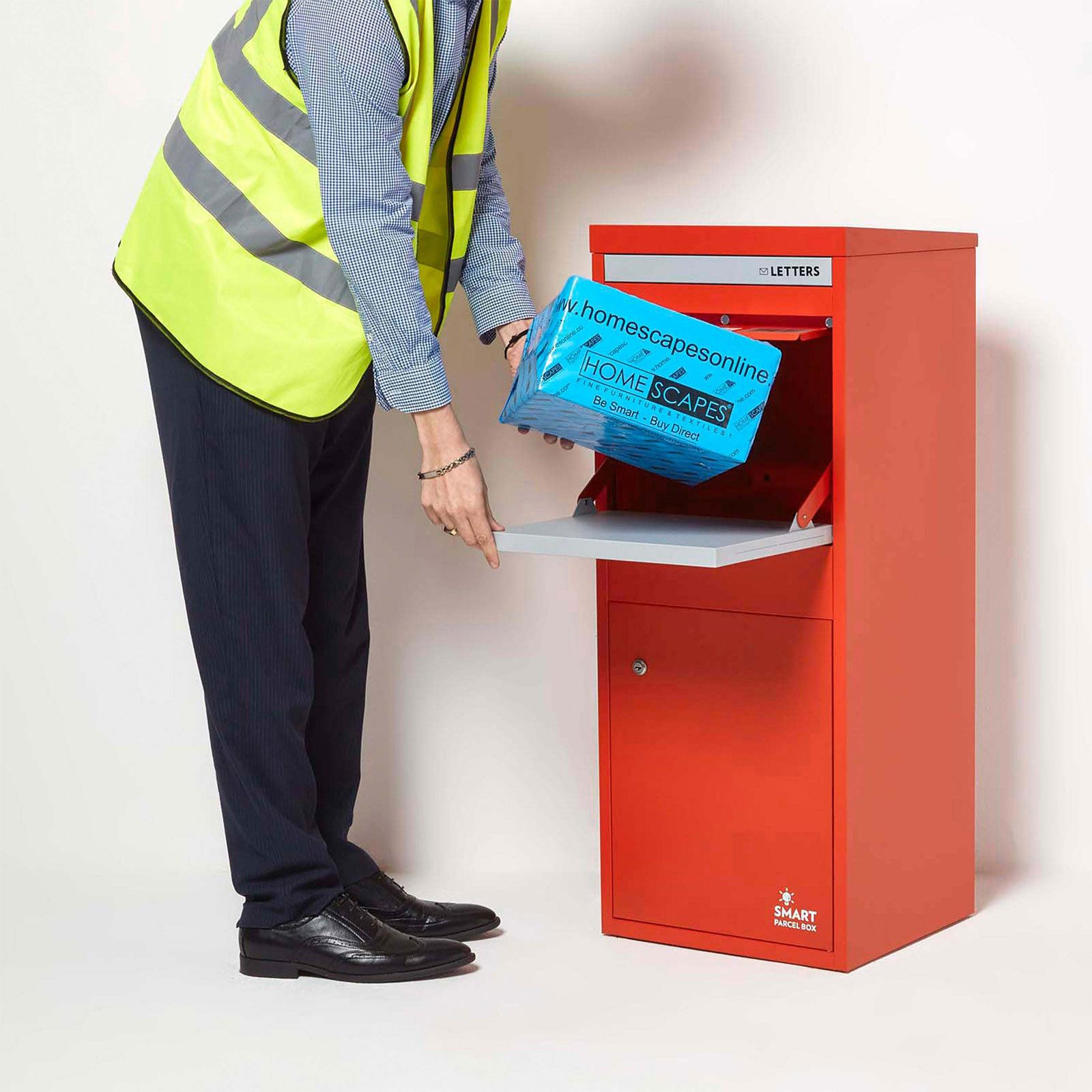 Smart Parcel Box Paketbriefkasten Großer Paketbriefkasten, Entnahme hinten & vorne, rot