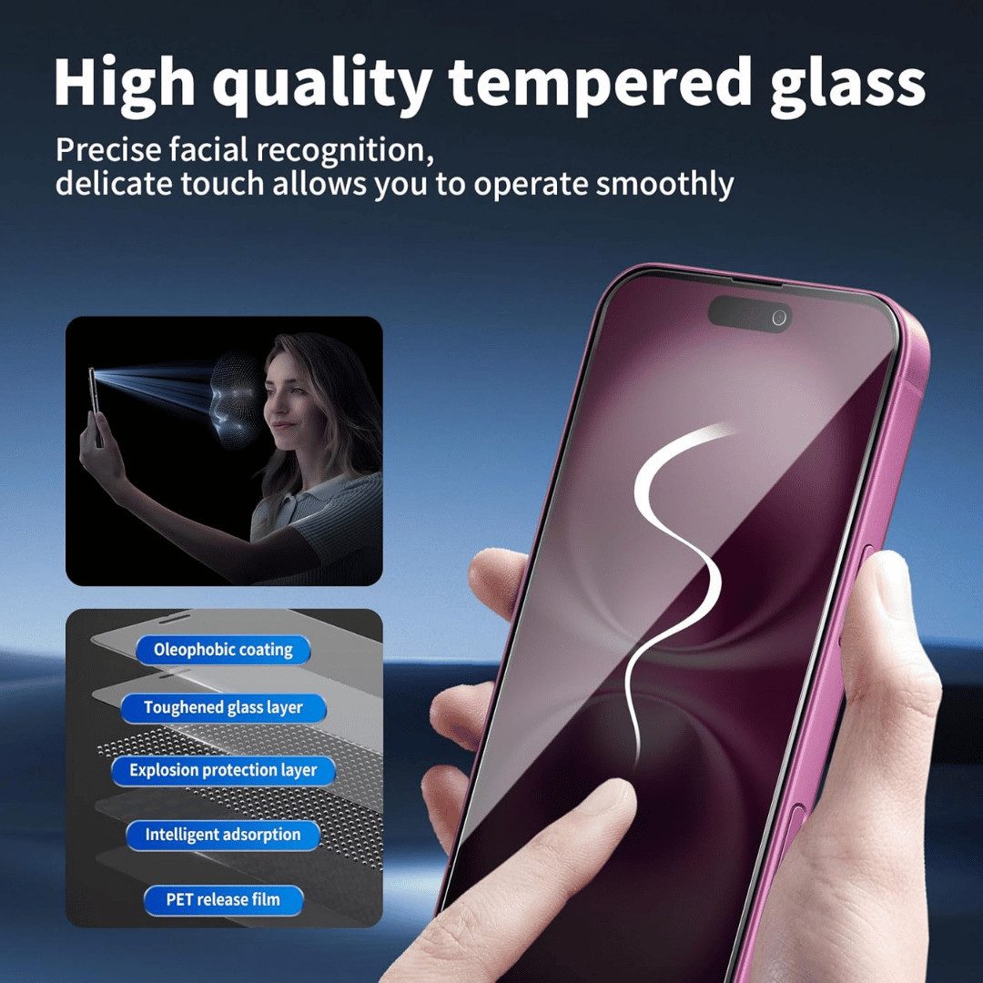 SmartUP Displayschutzglas 2X Schutzglas für iPhone 16 Plus Sichtschutz Panzerglas Panzerfolie 9H für iPhone 16 Plus, Blickschutz, Anti-Spy
