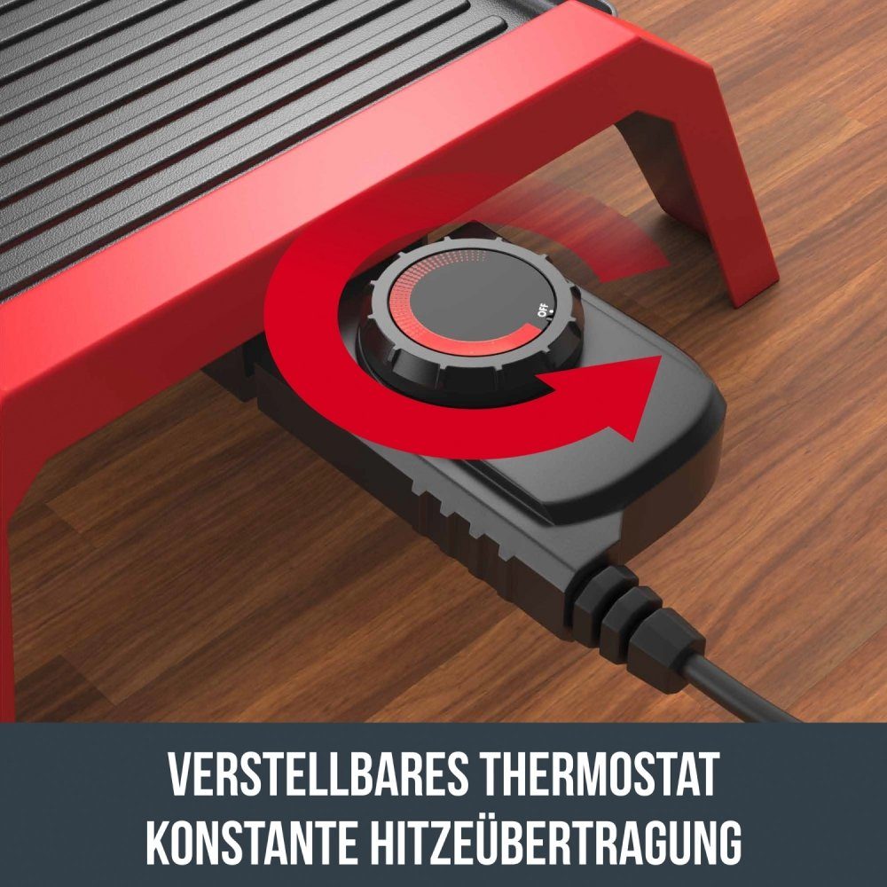Thomson Kompakt-Küchenmaschine THOMSON Tischgrill W Elektrogrillplatte 2200 60 / rot, cm THPL960G Plancha
