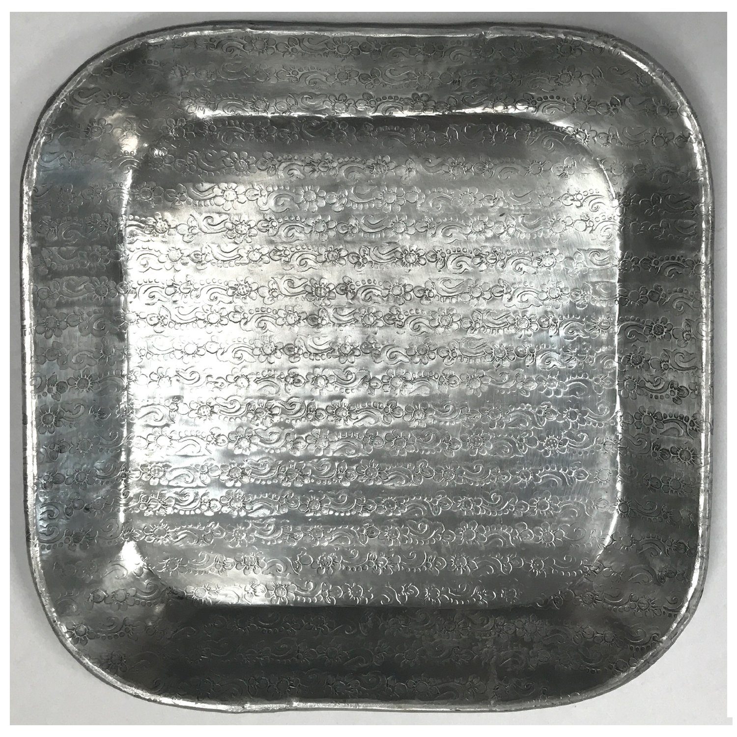 Casa Moro Tablett Prisma 35x35 cm mit Hammerschlag Optik Teetablett Tischdeko, Aluminium, (Boho Chic), Dekotablett Serviertablett Silber