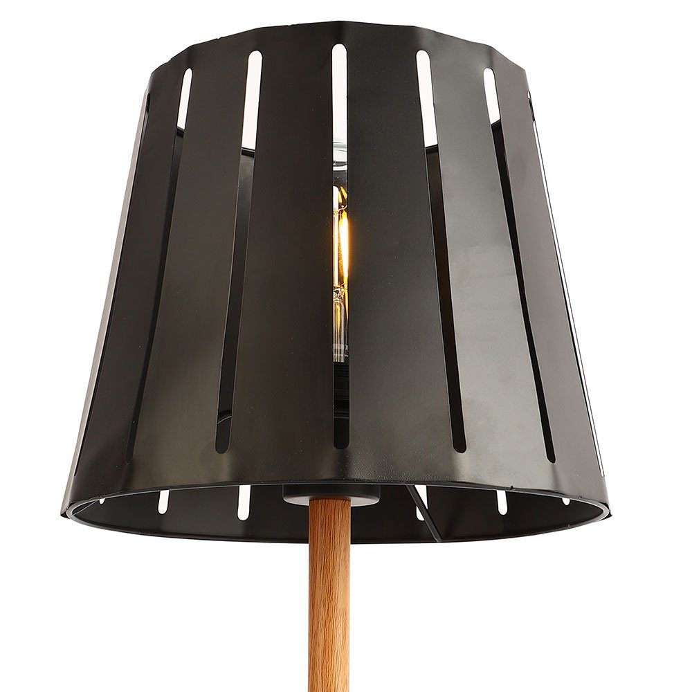 Holzoptik Lampe Leuchtmittel nicht Schreibtischlampe, etc-shop inklusive, Schwarz Nachttischlampe Metall Tischlampe