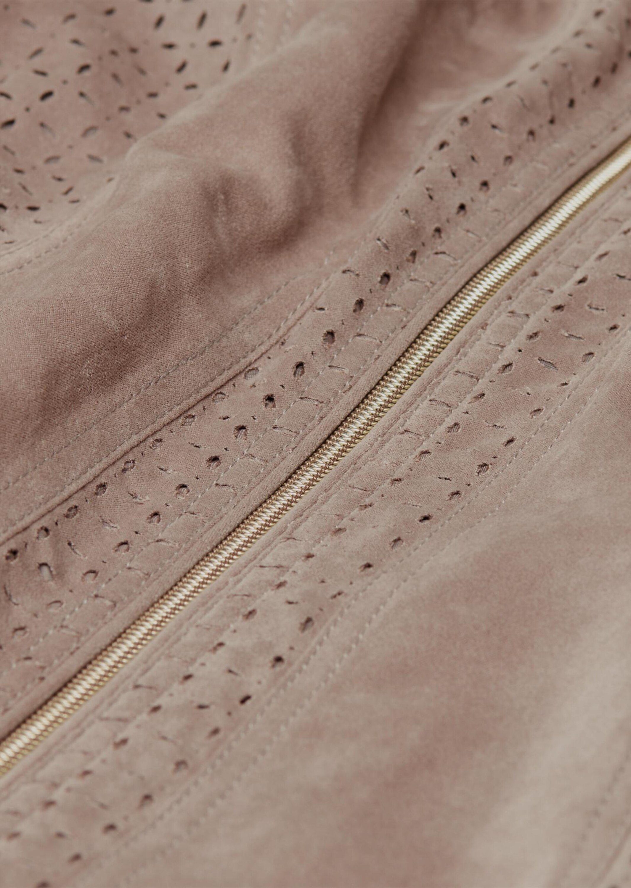 GOLDNER Blouson Velourslederimitat-Blazer mit Perforierung