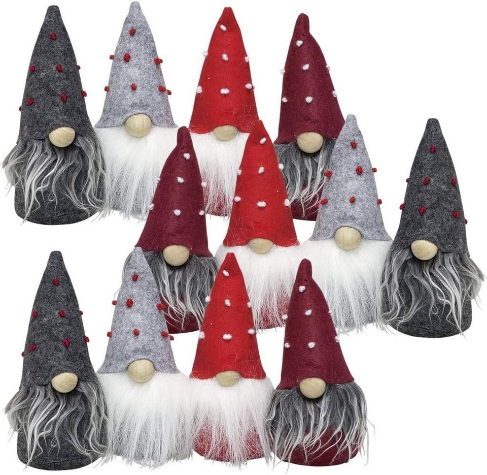 Christmas Paradise Weihnachtsfigur Wichtel Geschenkset 12tlg. 10cm  (Dekofiguren, 12 St., im Set), verschieden farbige Gnome, 4 Designs,  Weihnachtsdeko