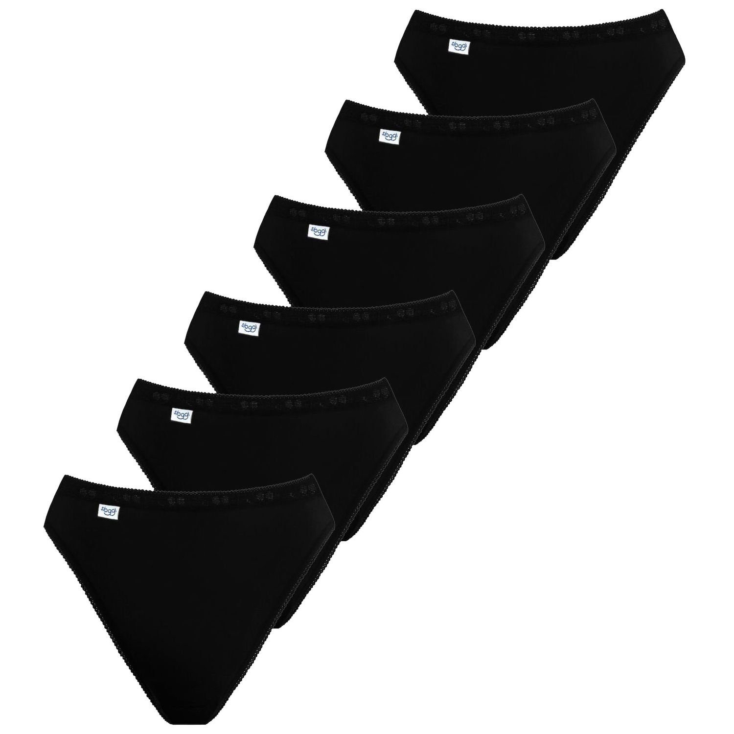 Sloggi Slip Basic+ (6-St) softe Baumwolle, klassischer Taillenslip, Logo, im 6er Pack schwarz