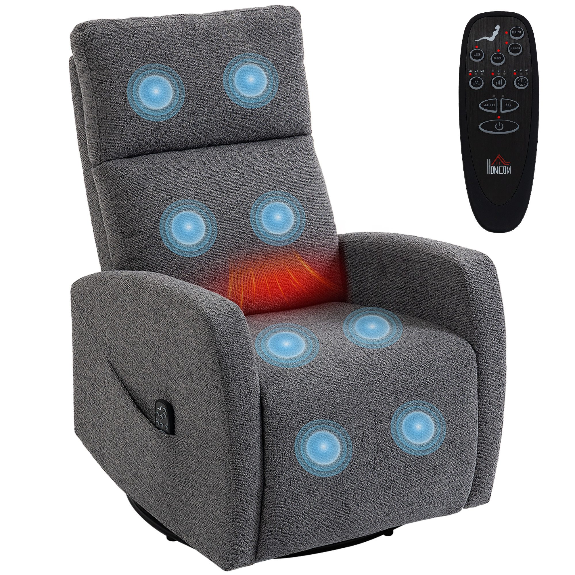 BAYMATE Massagesessel Relaxsessel mit 8 Massagepunkten, Heizung und Fußstütze (87 x 97 x 100 cm, Beige)