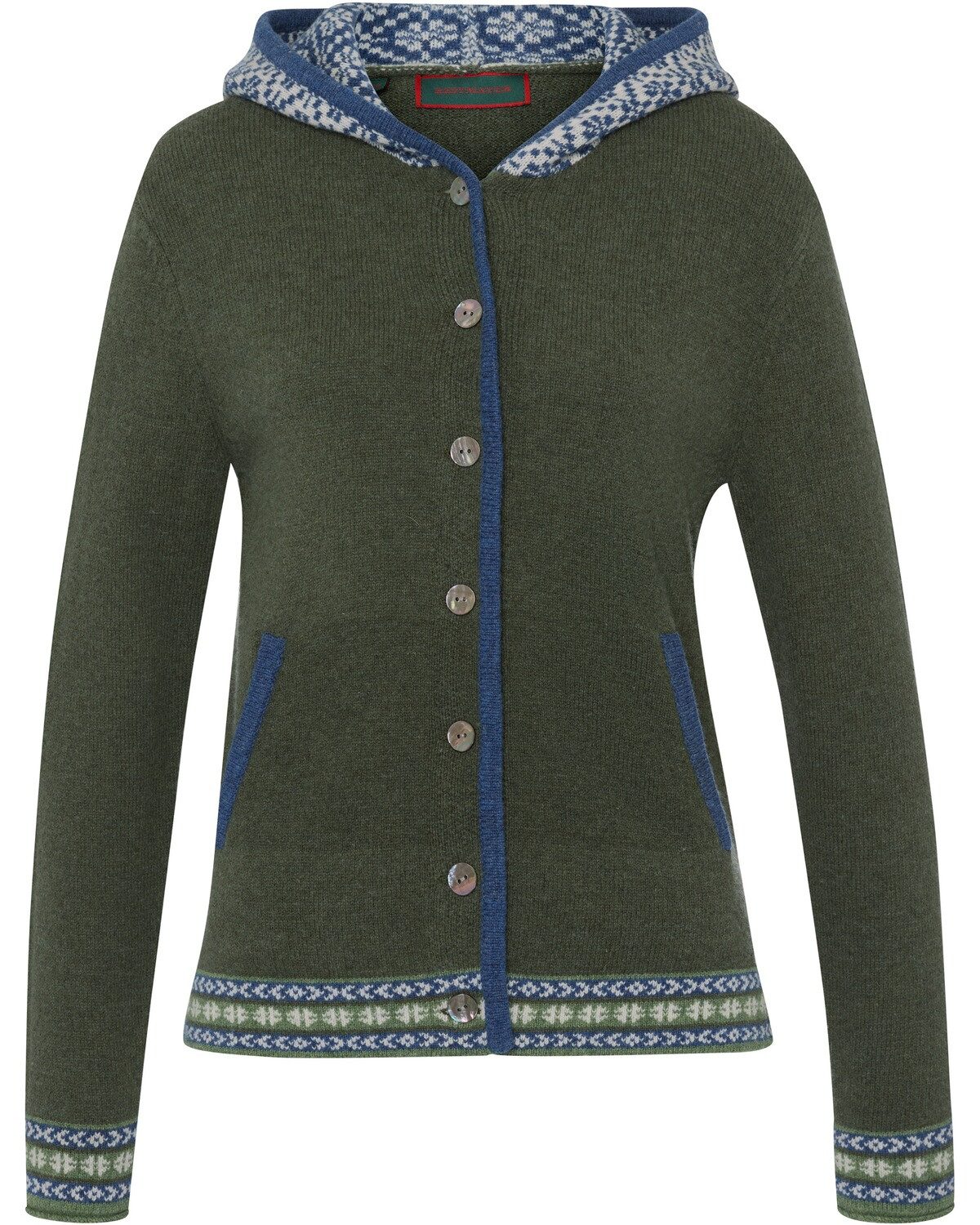 Strickjacke Jacquard-Cardigan mit Kapuze