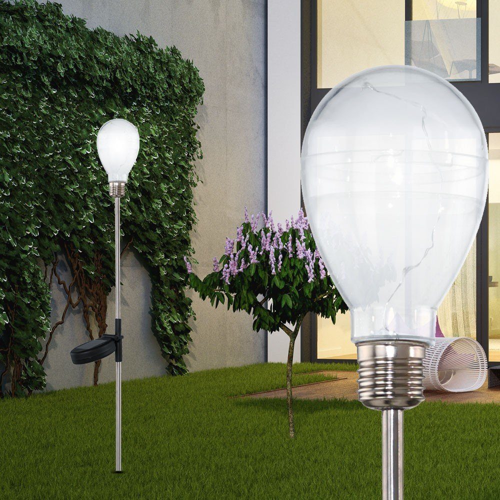 EGLO LED Gartenstrahler, LED Solar Leuchte Glühbirne Weiß Außen