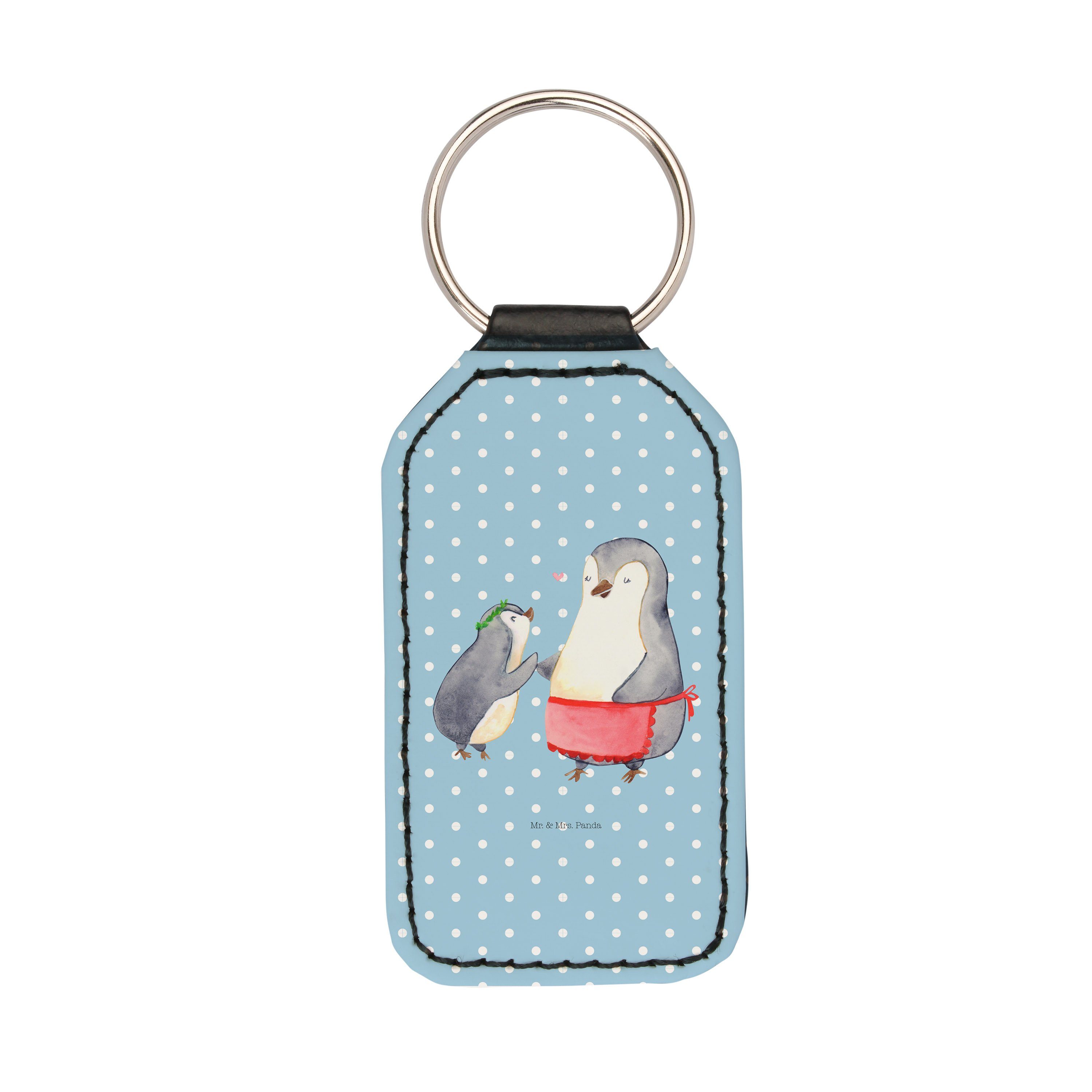 Mr. & Mrs. Panda Schlüsselanhänger Pinguin mit Kind - Blau Pastell - Geschenk, Oma, Taschenanhänger, Fam (1-tlg) | Schlüsselanhänger