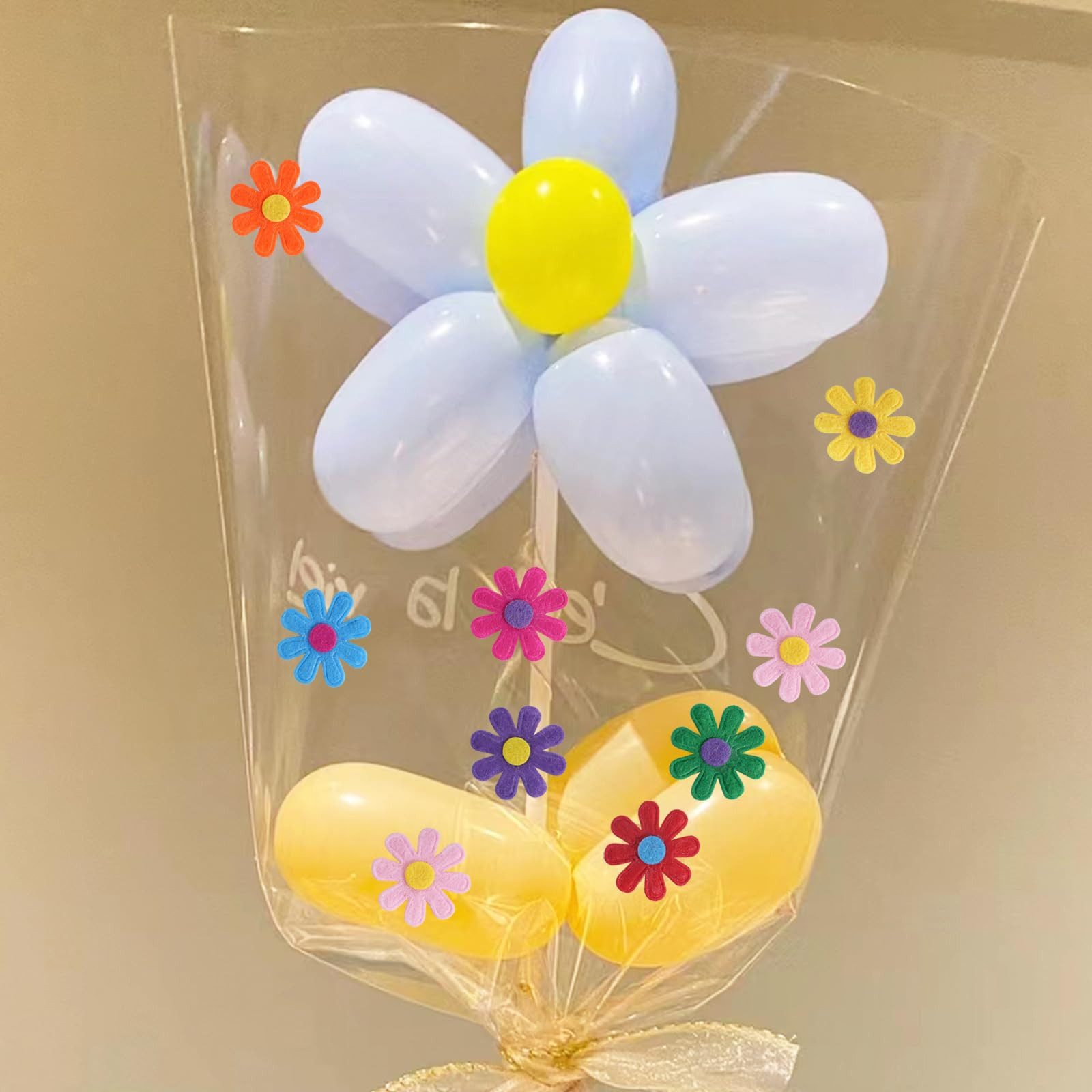 FOUORTUNATE-BEE Filzband 200 Stück Filzblumen 3 cm bunt Deko Basteln Stoffblumen Set, Für DIY Nähen Kleidung Deko Hochzeit Geburtstag Bastelzubehör