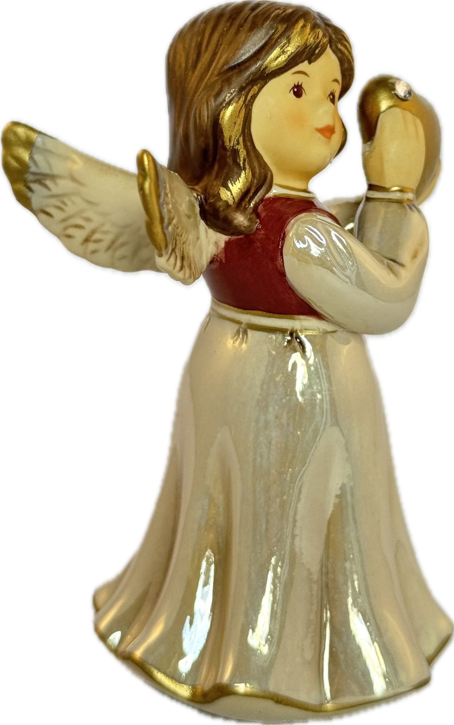 Goebel Engelfigur Himmlischer Schutzengel mit Herz-perlmutt, Herz mit Kristallstein