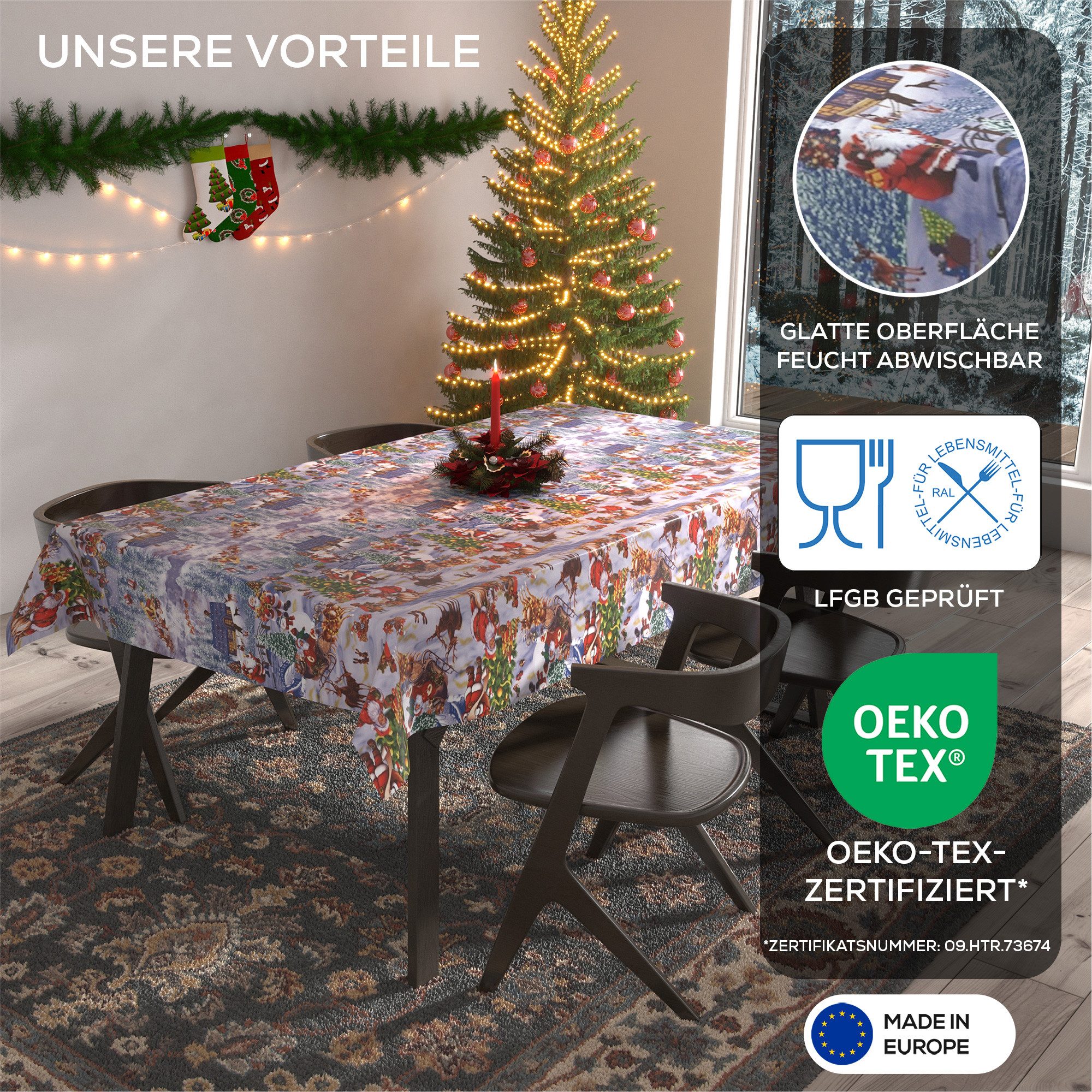 Beautex Tischdecke Wachstuchtischdecke abwischbar Tischdecke RUND ECKIG, We günstig online kaufen