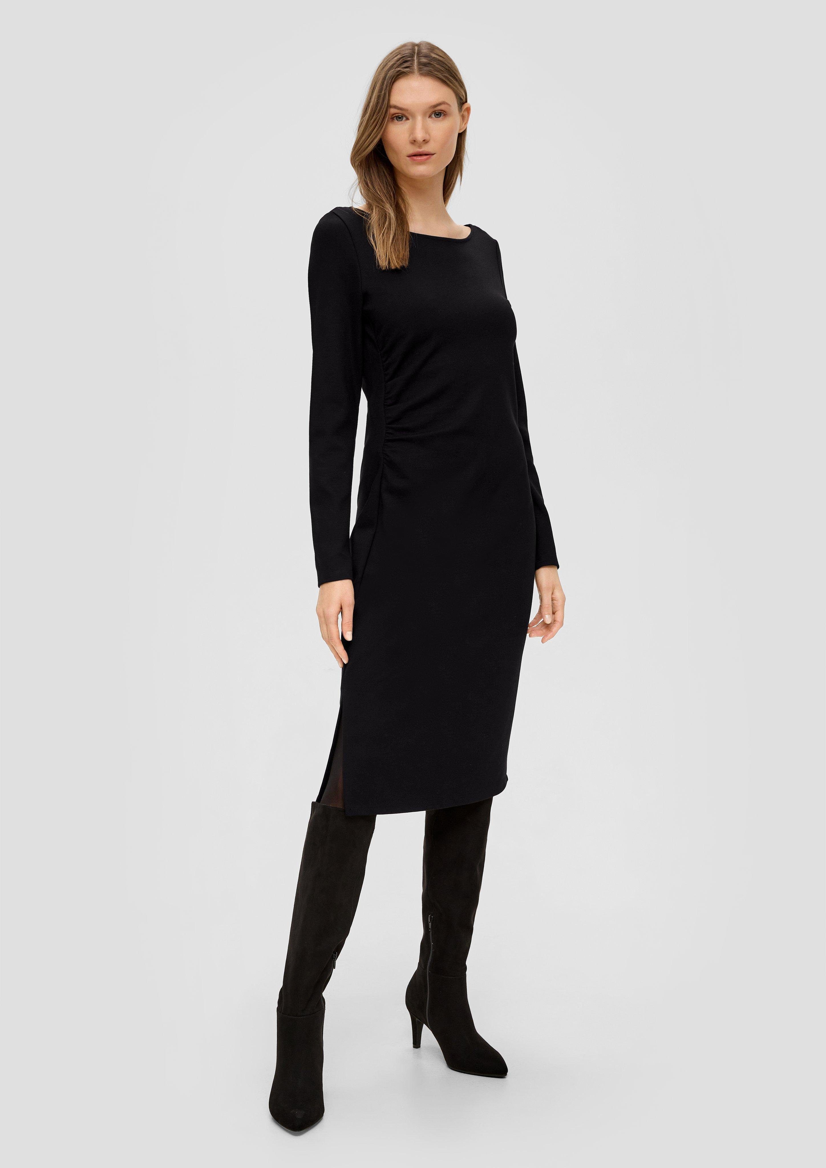 s.Oliver BLACK LABEL Minikleid Jerseykleid aus Viskosemix Raffung schwarz