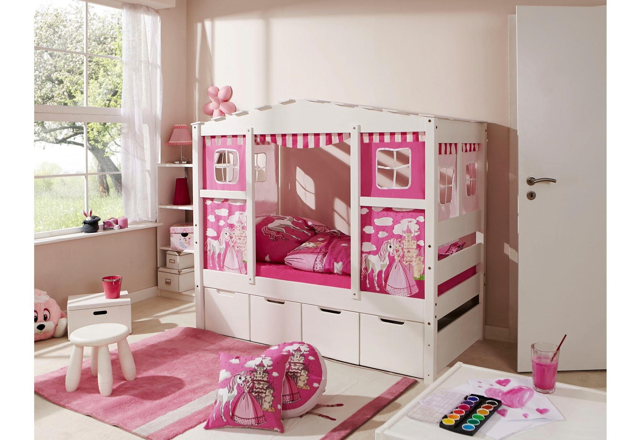 Ticaa Kinderbett Lio, Hausbett Prinzessin, pink