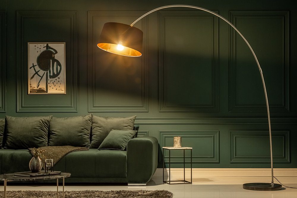Wohnzimmer schwarz · FORMA 215cm · riess-ambiente verstellbar Modern Design Metall / ohne · Leuchtmittel, Bogenlampe gold,