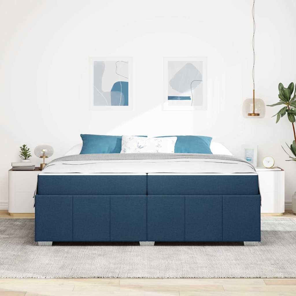 vidaXL Bed Frame with Mattress Blue 200 x 200 cm Fabric (1-piece)