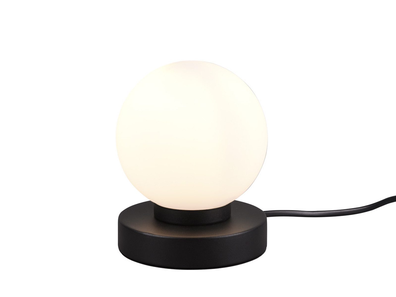 Reality Leuchten LED Nachttischlampe touch Kugel-Lampe, Höhe 15cm, dimmbar, LED wechselbar, Warmweiß, kleine Tischlampe mit Glas-Kugel, Tischleuchte inkl. E14 LED