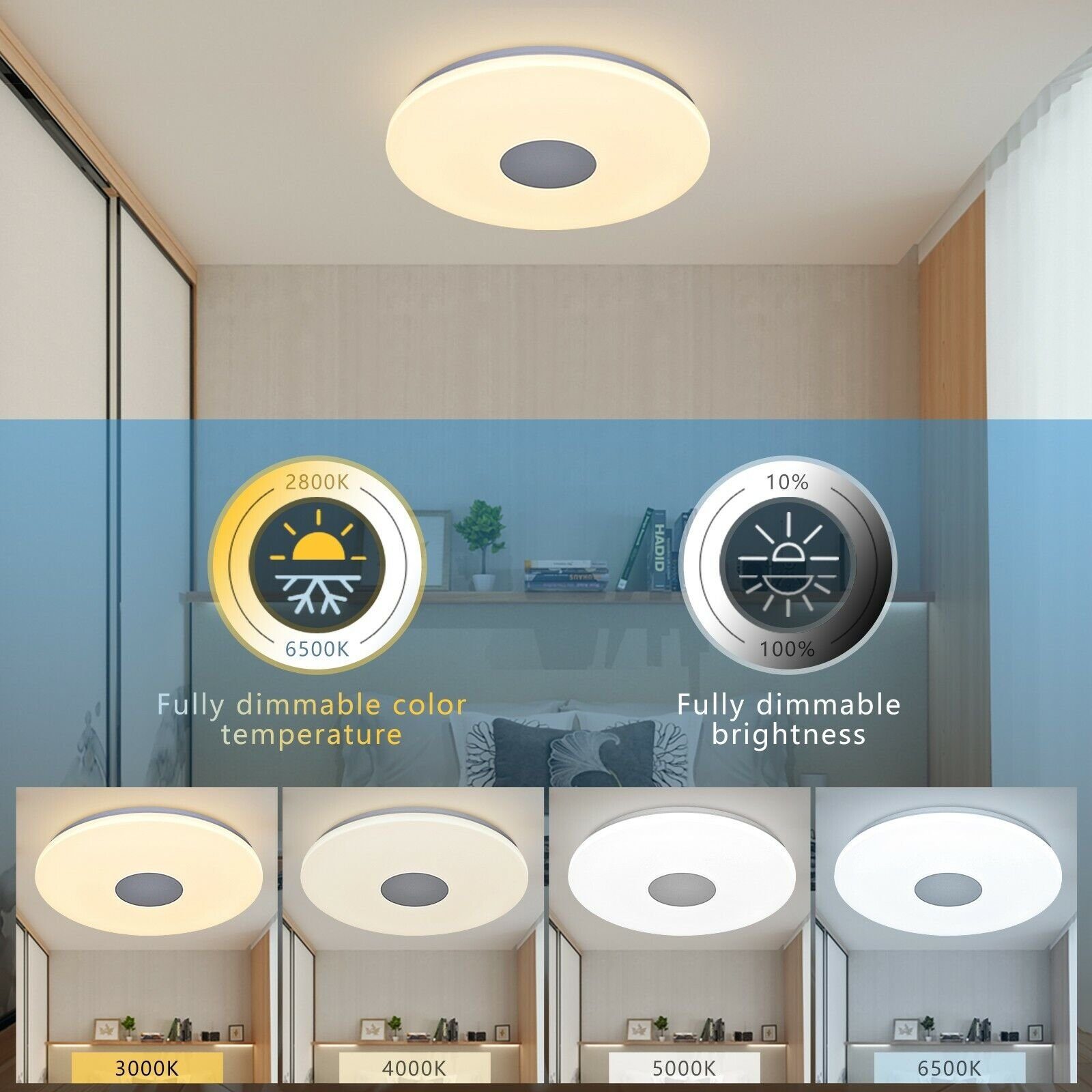 Deckenleuchte Fernbedienung, für Deckenlampe, Smart per Kinderzimmer, fest LED benötigt Wohnzimmer, Google-Assistant, WiFi f. JDONG und Dimmbar LED Deckenlampe APP Alexa u. integriert, kein 3000-6000K Schlafzimmer, Hub/Gateway Sprachsteuerung,