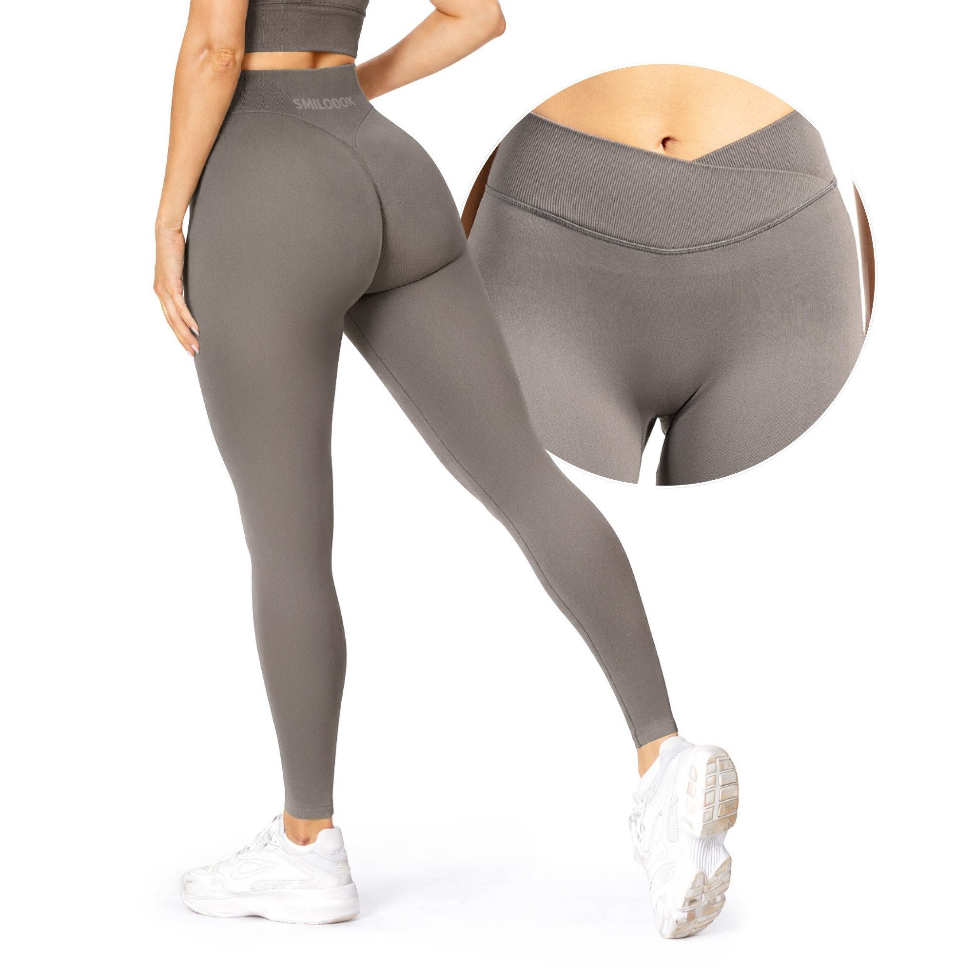 Smilodox Leggings Silvia, High Waist Sporthose Blickdicht Yogahose Booty Scrunch Leggings Damen Seamless Smilodox Label Fitness