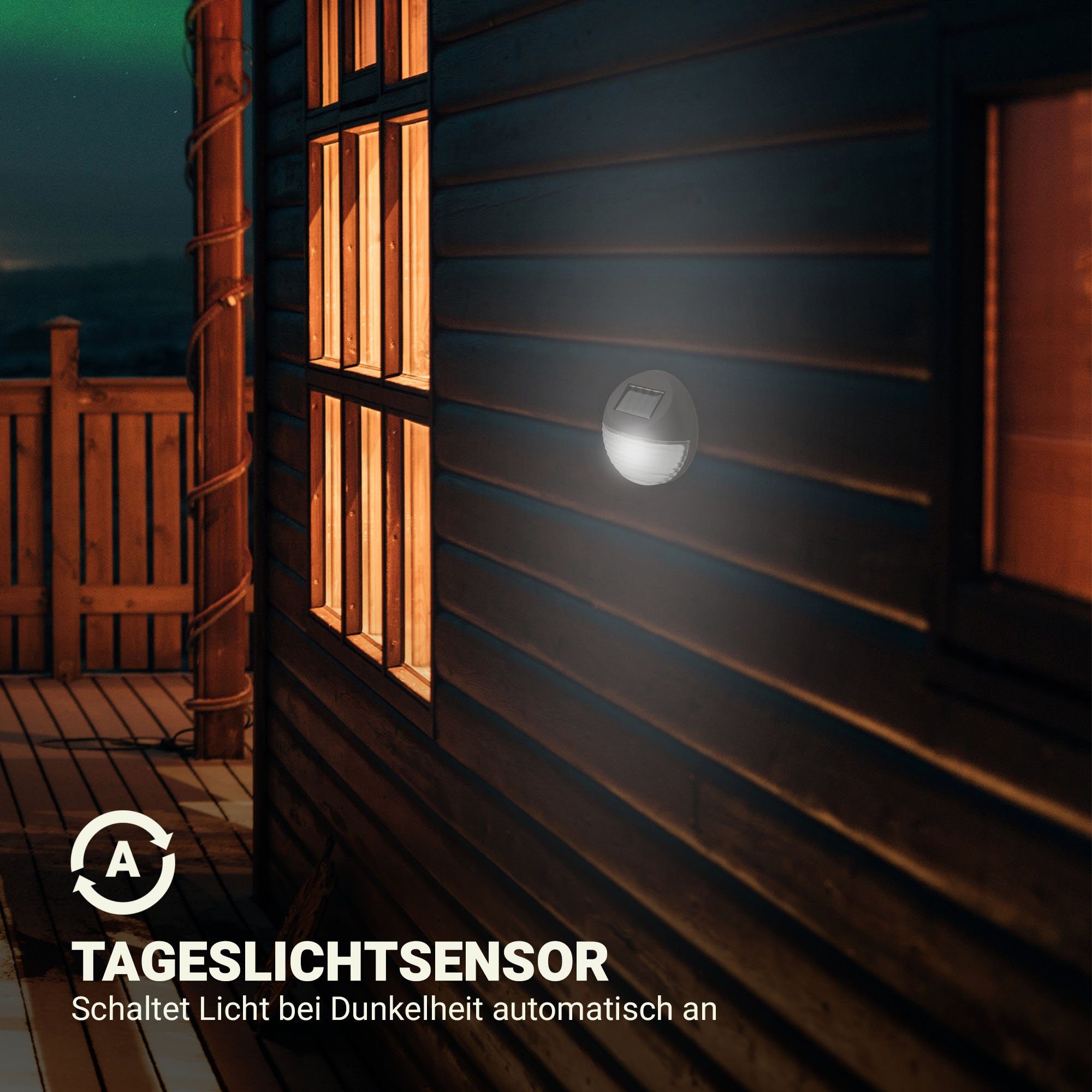 Bestlivings LED Solarleuchte SLZ-04572, LED fest integriert, Kaltweiß, D Strahler 11cm Ø für Außen, mit 2 LEDs, energiesparende Wandleuchte