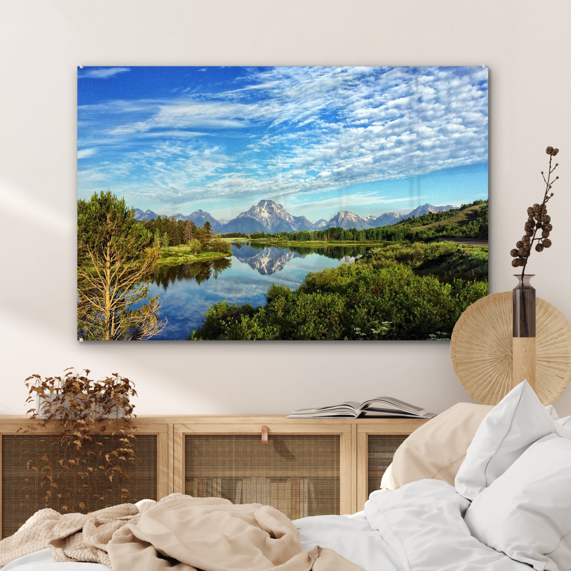 (1 MuchoWow Landschaft in Grüne & Acrylglasbild Schlafzimmer Wyoming, St), Acrylglasbilder Wohnzimmer