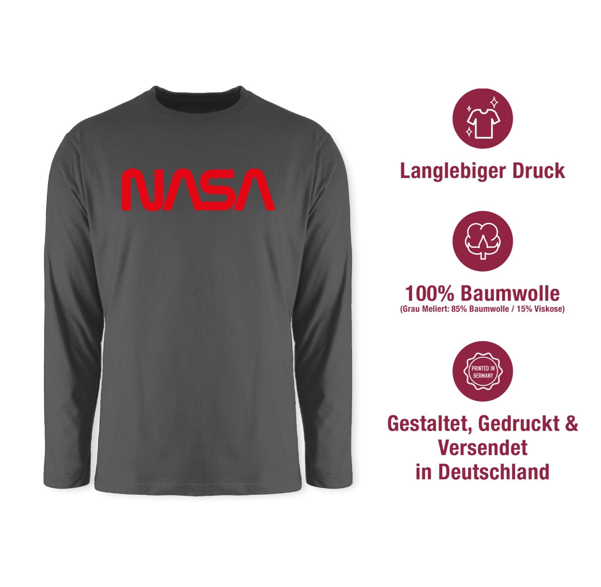 Raumfahrt Geschenke Rundhalsshirt 2 Weltraum Mondlandung Nerd Shirtracer - Astronaut Nasa Dunkelgrau