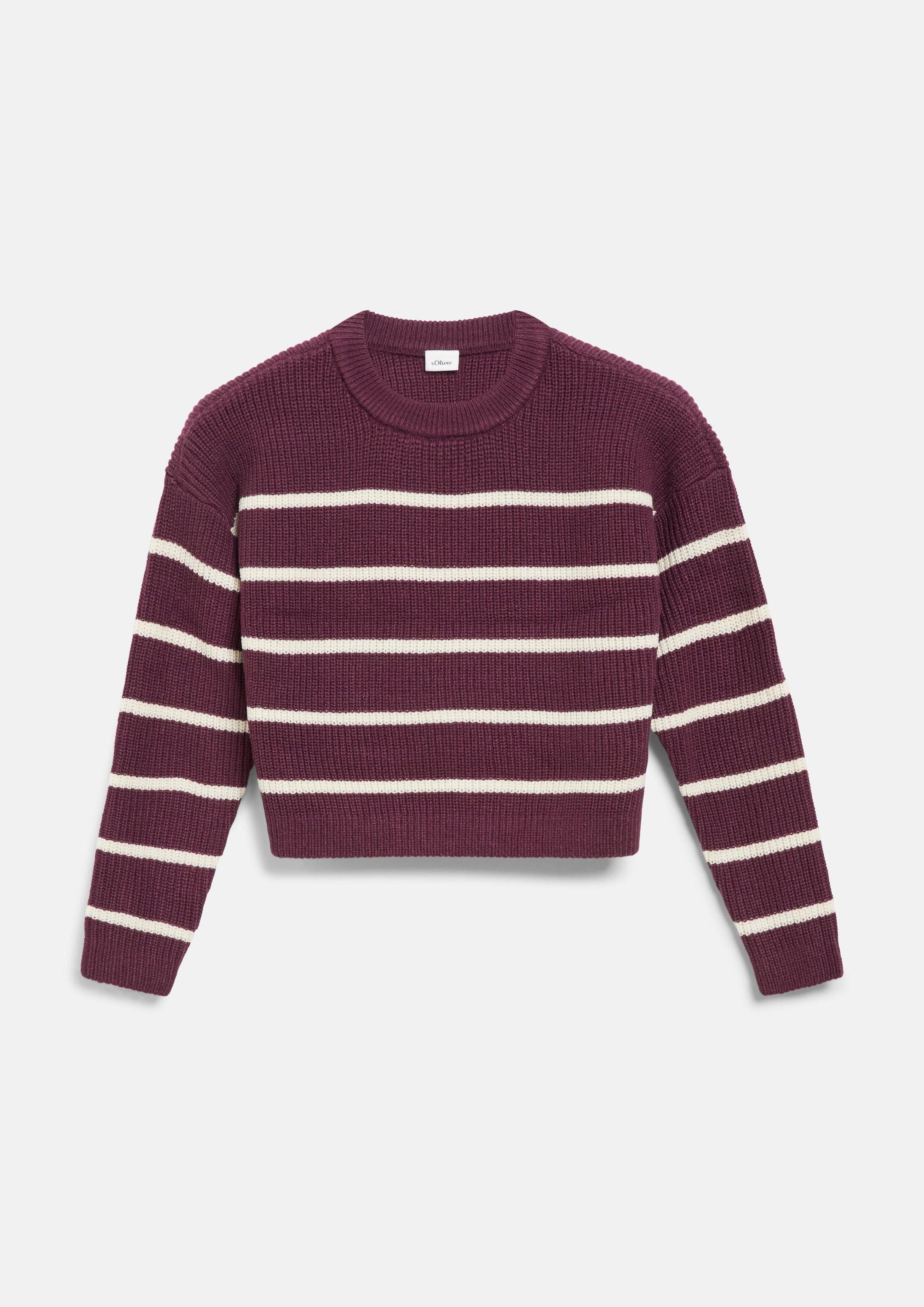 s.Oliver Longpullover Strickpullover Verkürzter Strickpullover im Boxy Fit