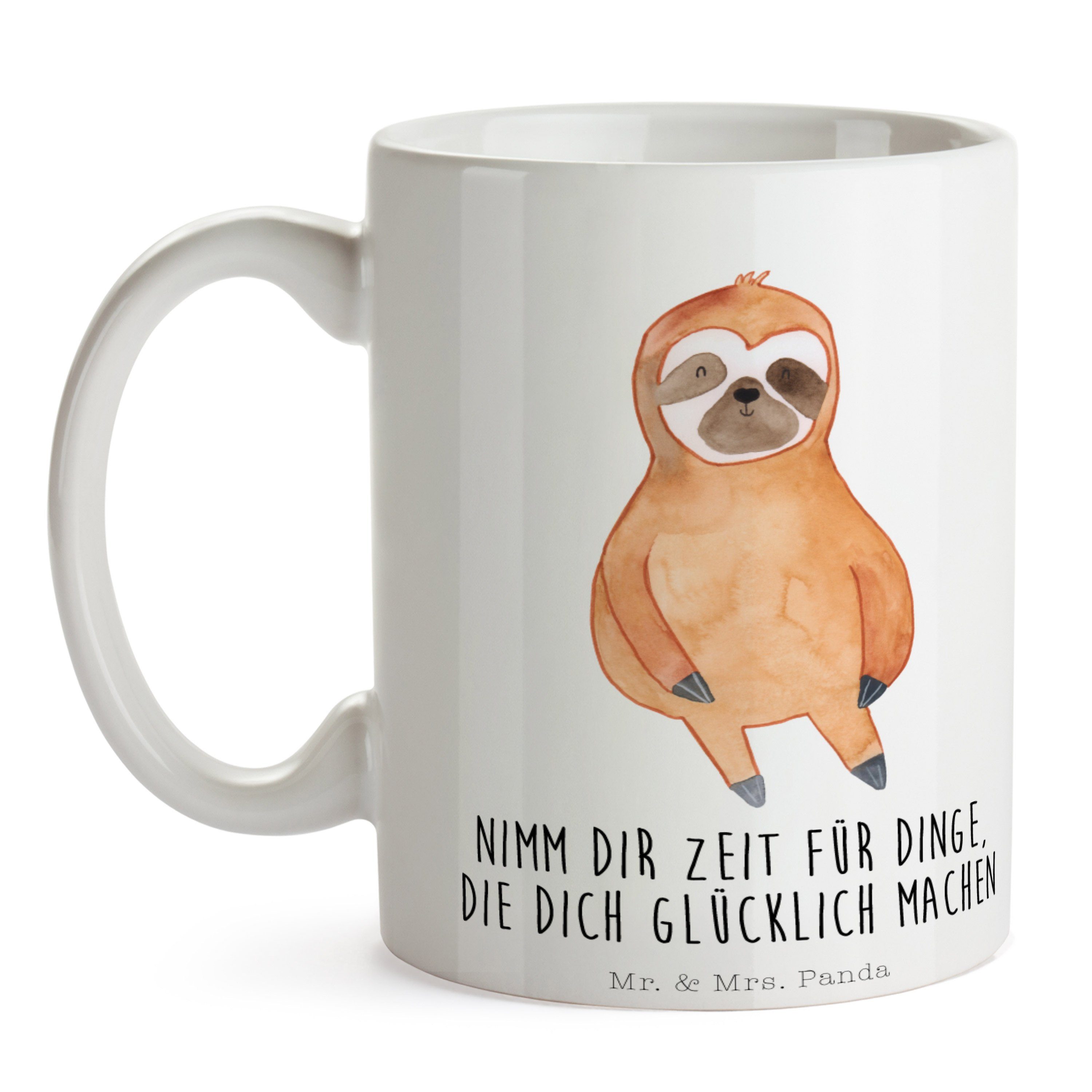 Weiß Geschenk, Panda Keramik Motive, - Teetasse, Faultier Mr. Mrs. & Tasse - Zufrieden Tasse Faultie,