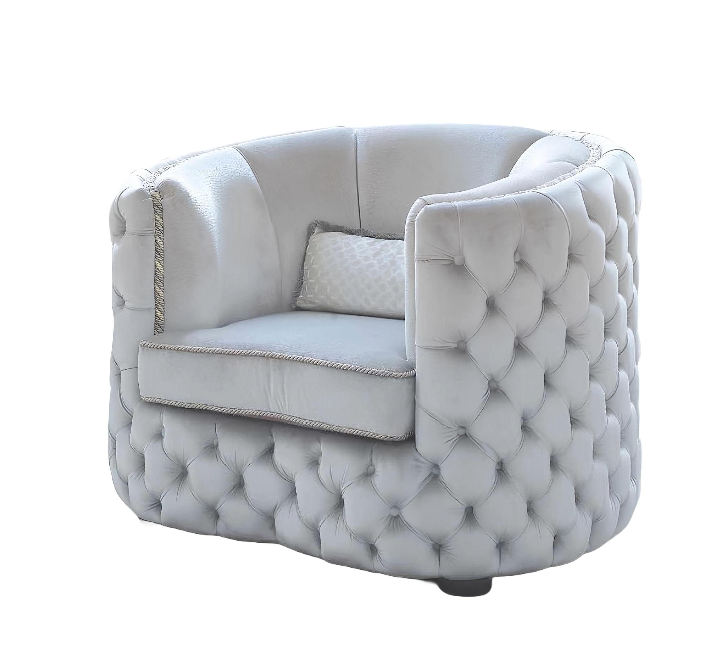 Xlmoebel Sessel Luxuriöser grauer Cocktailsessel mit hochwertigem Stoffbezug (Sessel), Hergestellt in Europa