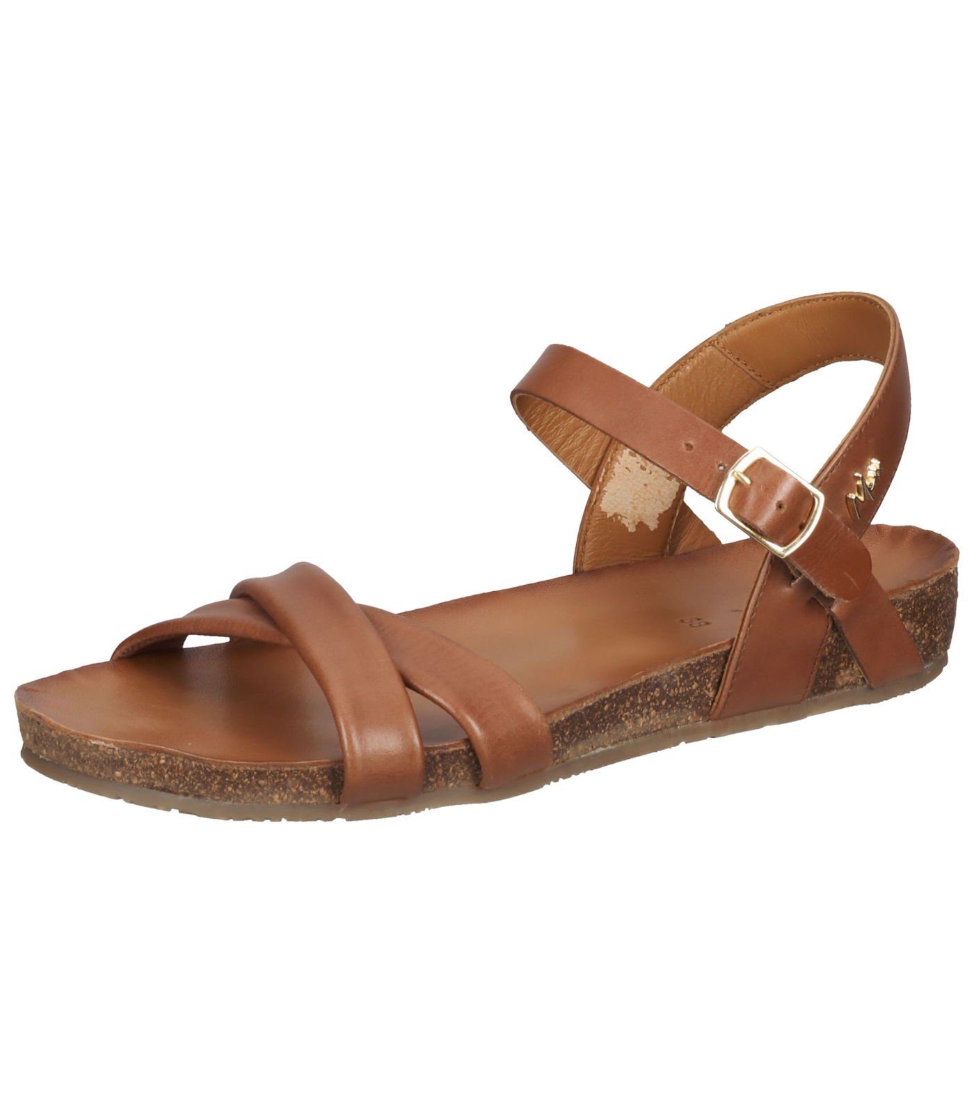 Mexx Sandalen Leder Riemchensandalette Cognac