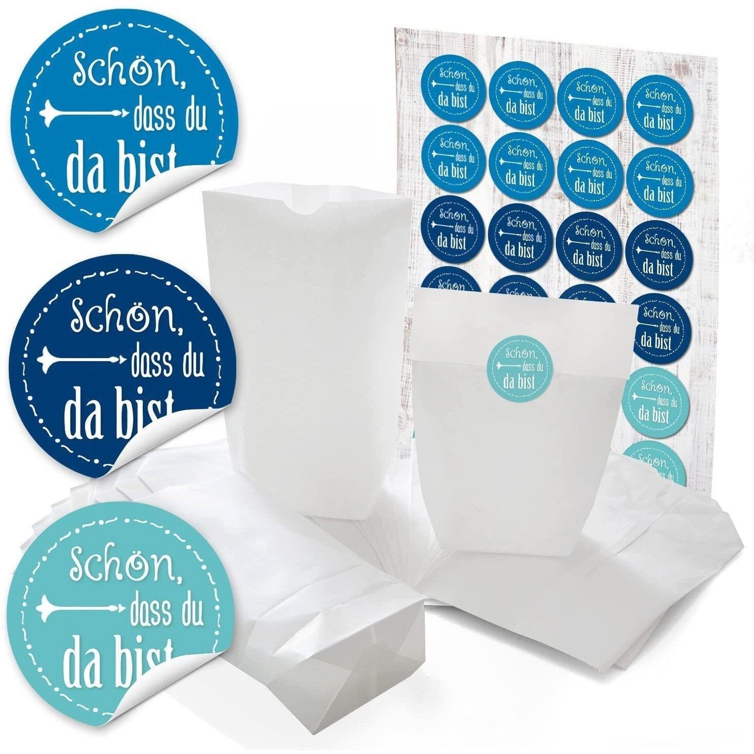 Logbuch-Verlag Geschenkpapier 24 kleine weiße Papiertüten mit Boden Papier-Beutel give-away Tüten 14