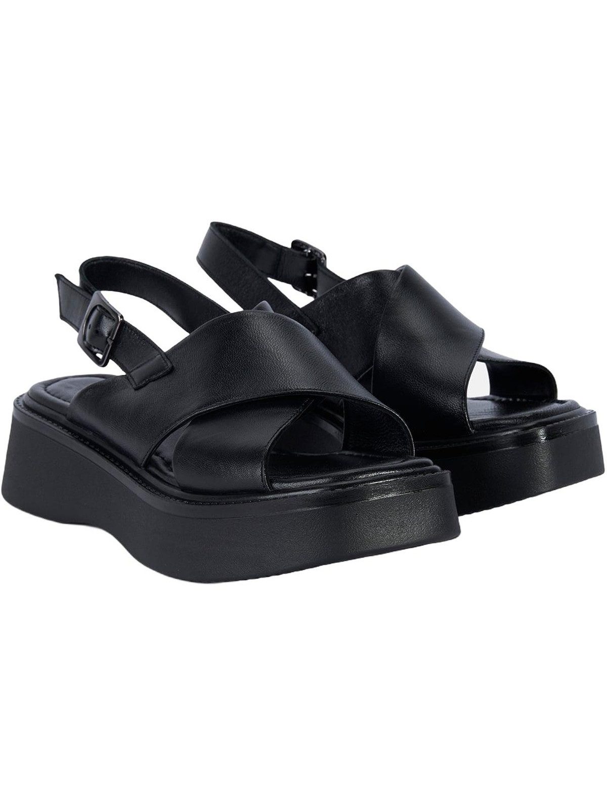 Desa DESA Damen-Keilsandalen aus Leder mit gekreuzten Riemen Sandale