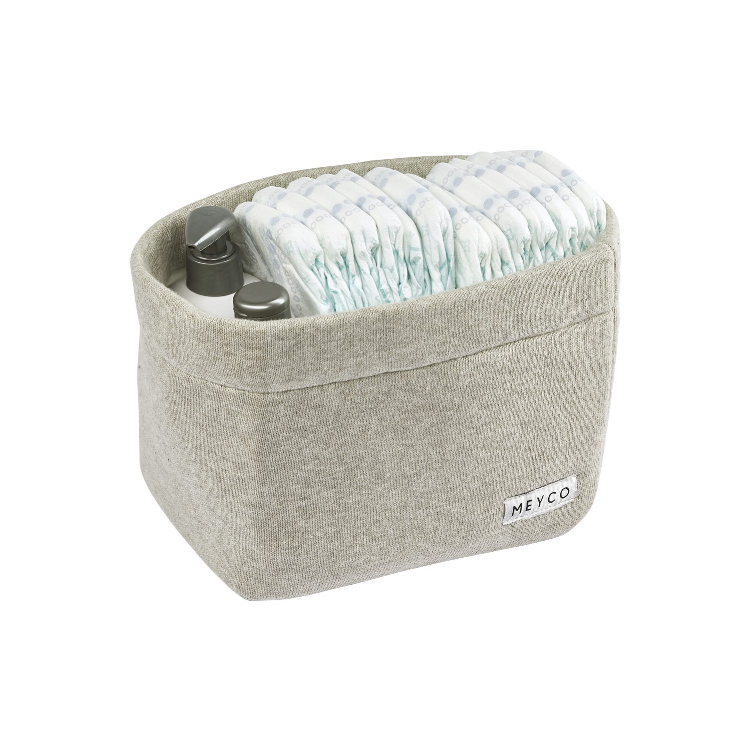 Meyco Baby Dekokorb Knit Basic Sand Melange (100% Baumwolle, 1 St), Abwischbar