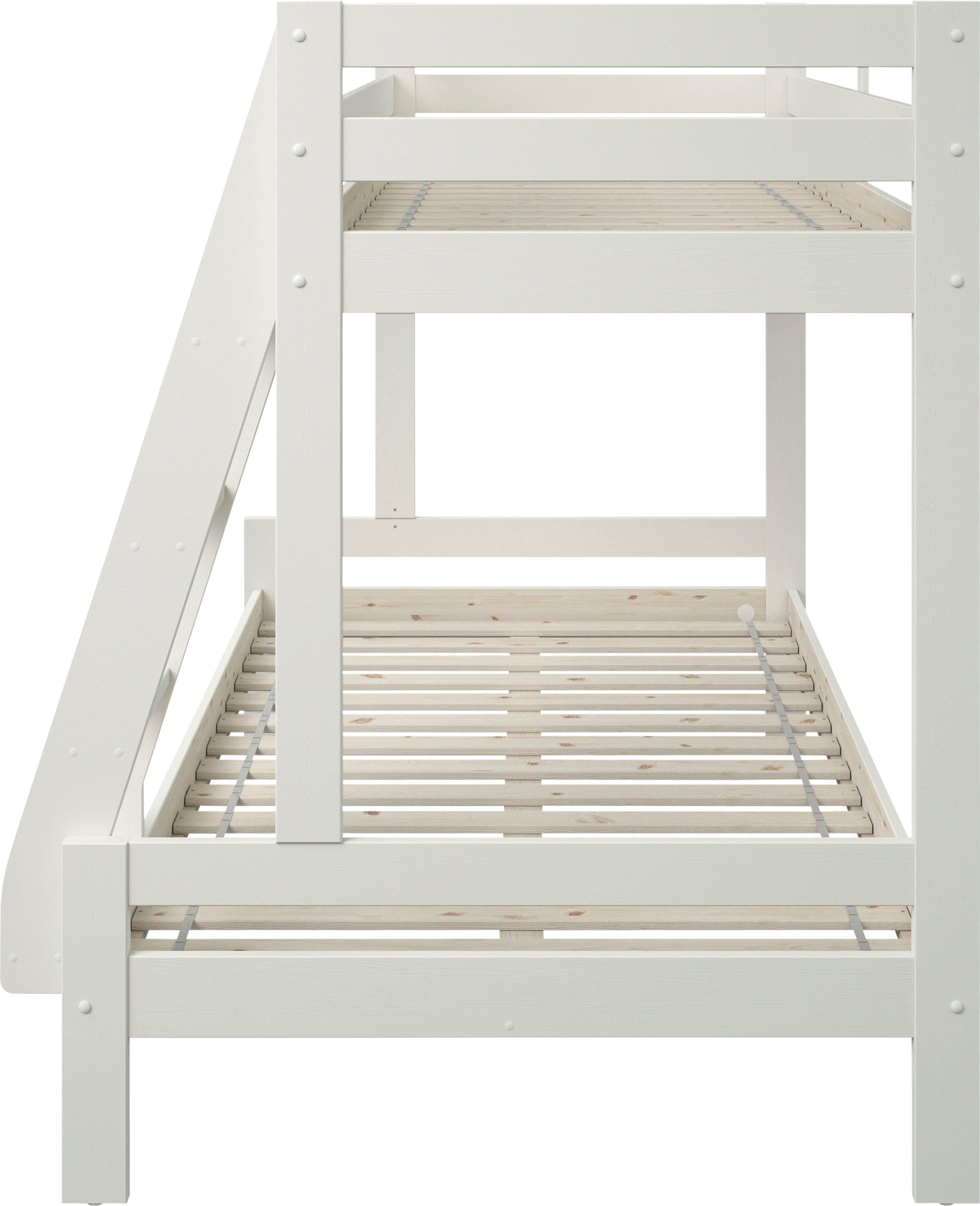 Lüttenhütt Bunk Bed, Loft Bed, "NORA" BESTSELLER! (Ladder can be mounted on either side), with drawers, certified solid wood, wide sleeping area on the bottom
