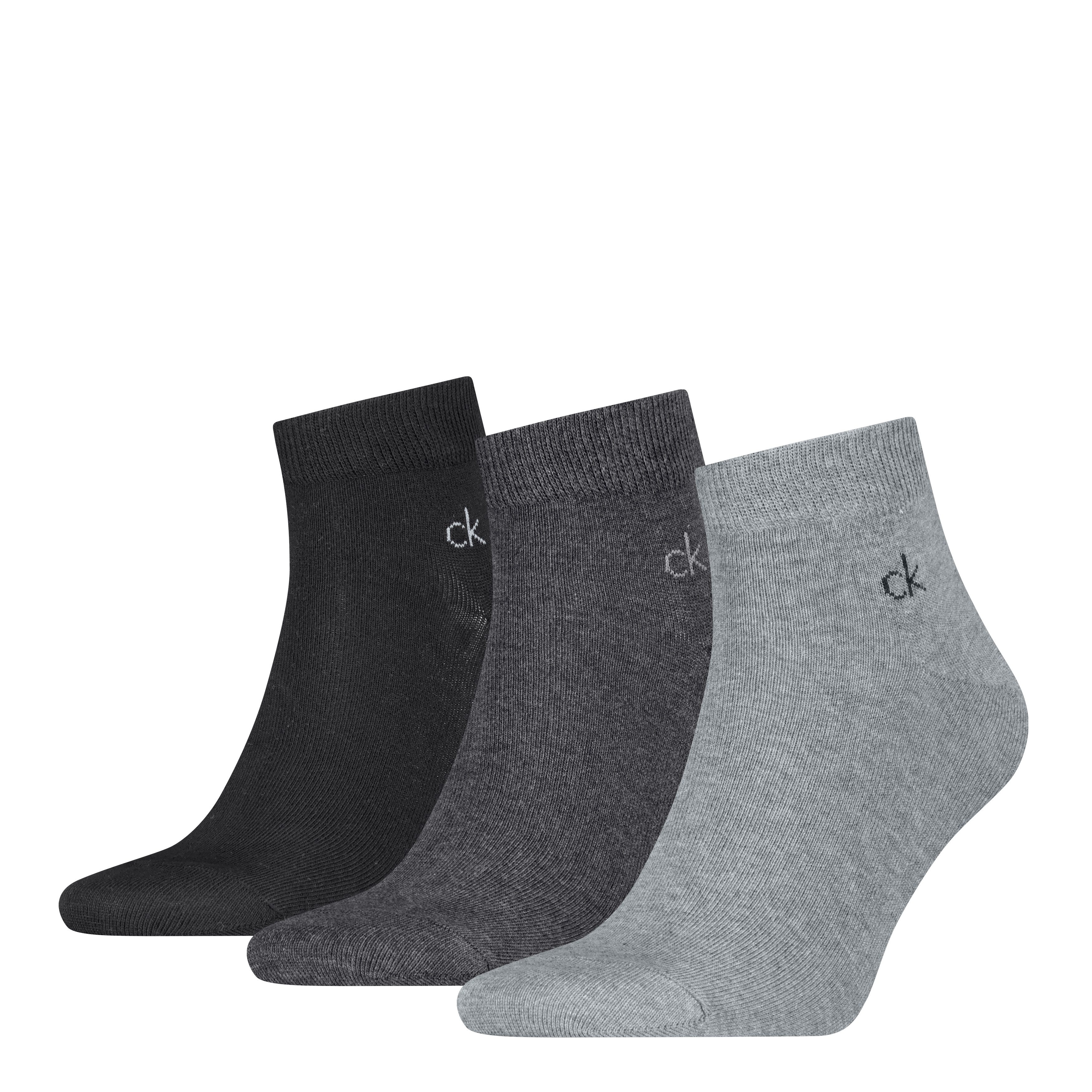 Calvin Klein Kurzsocken CK MEN QUARTER (3 Paar) Rippenbündchen, Cotton-Mix, elastisch