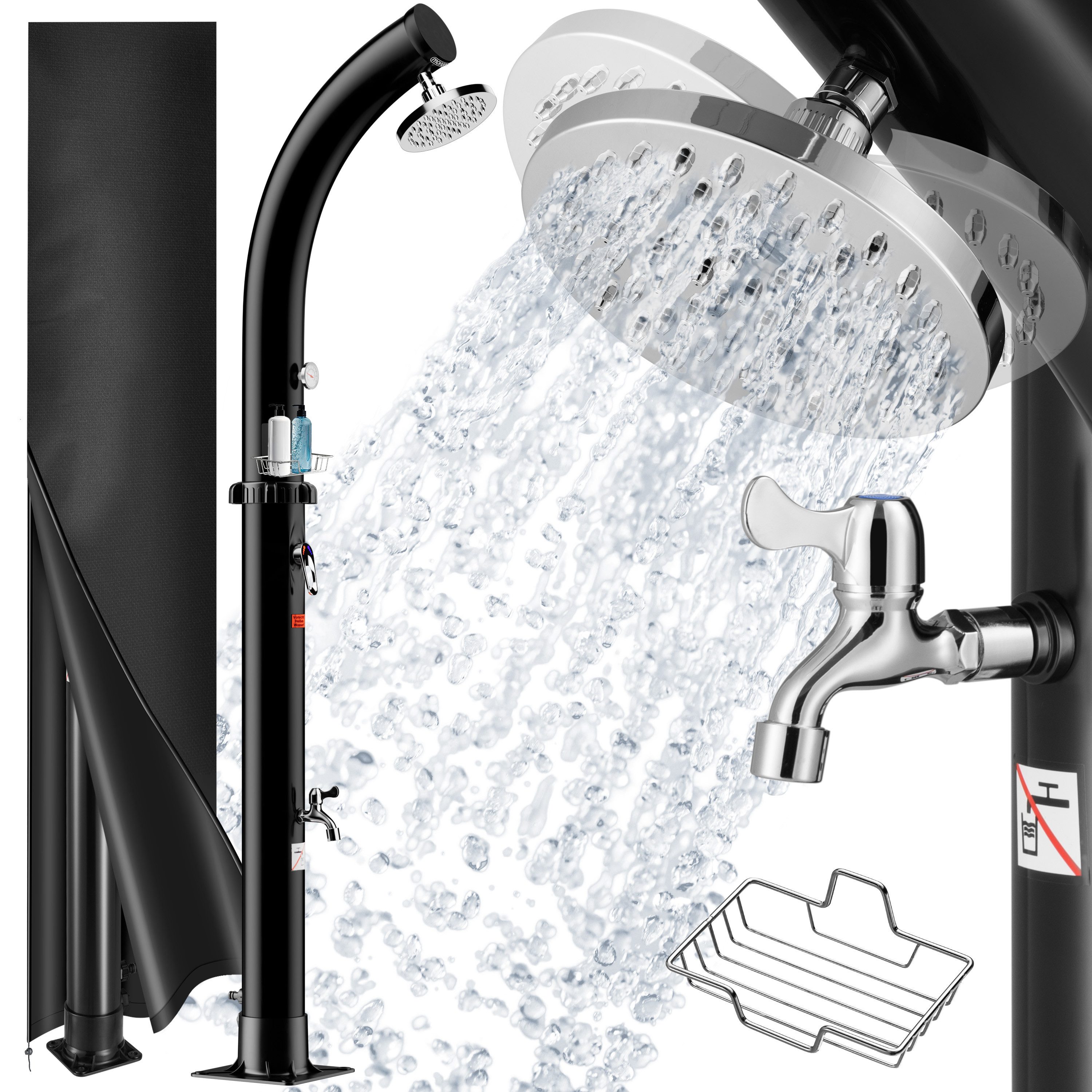 monzana Solardusche, 20 Liter Duschkopf 360° Schwenkbar max. 60°C Fußdusche Gartenschlauch