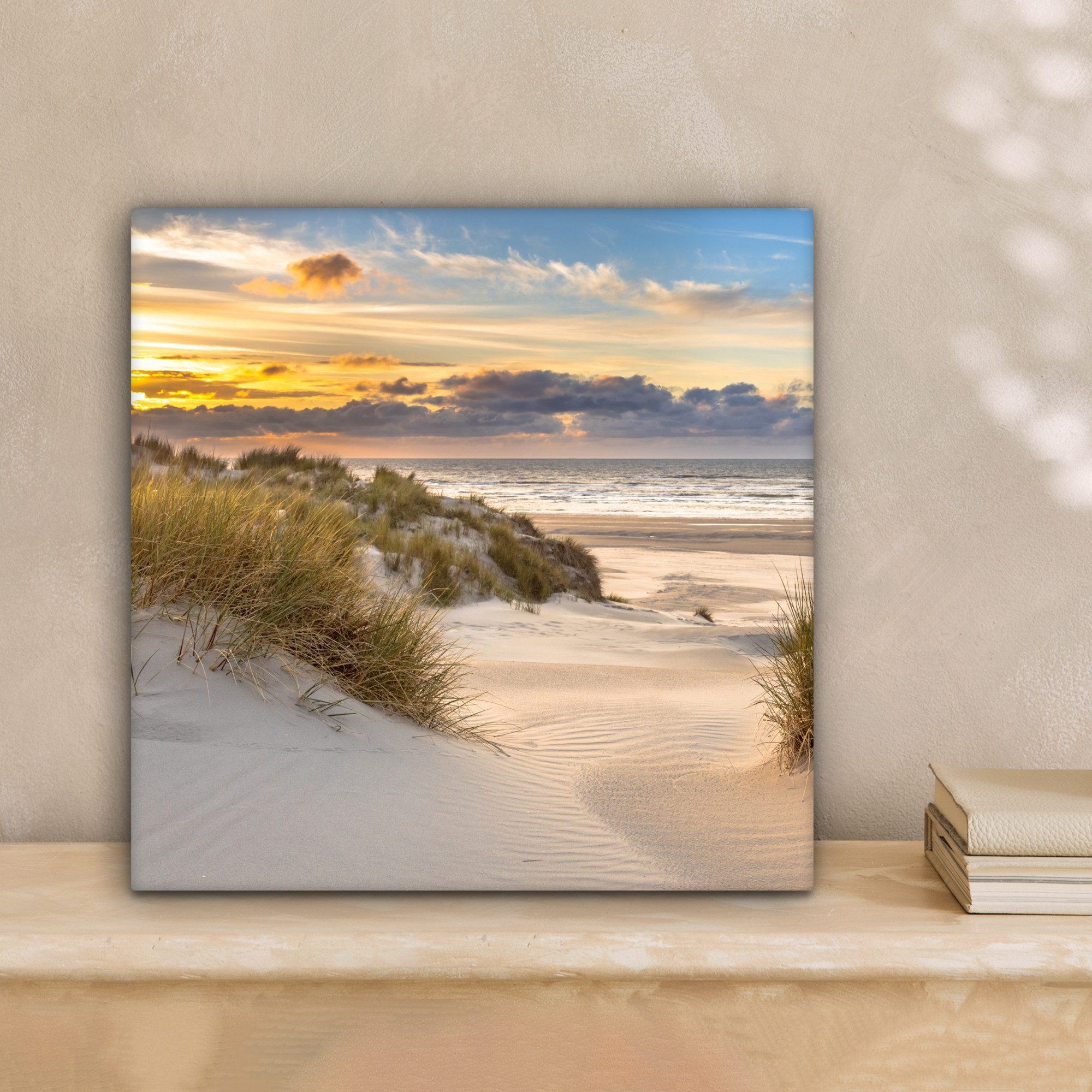 OneMillionCanvasses® Leinwandbild Strand - Düne - Gras - Sonnenuntergang - günstig online kaufen