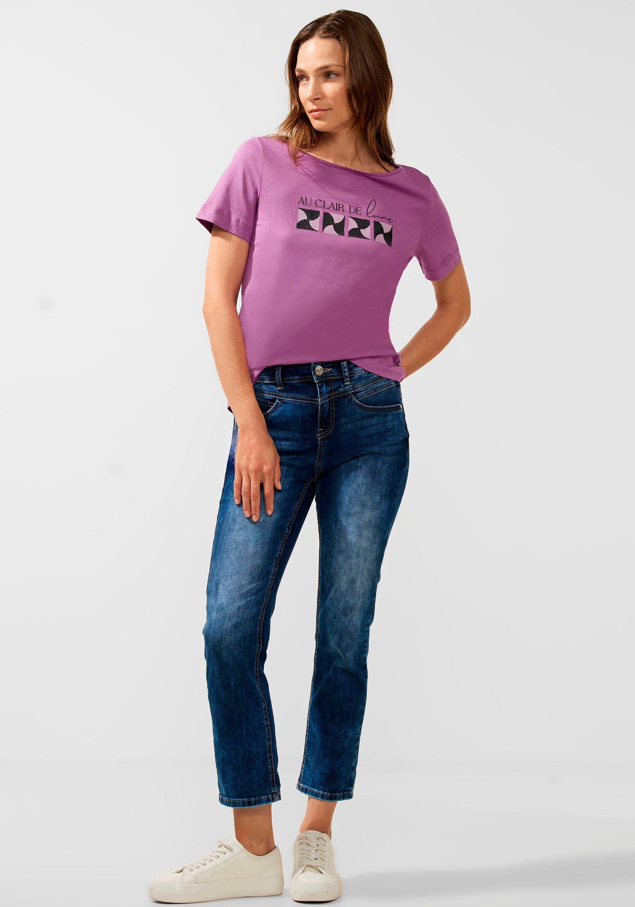 Rundhalsausschnitt T-Shirt mit ONE meta STREET lilac