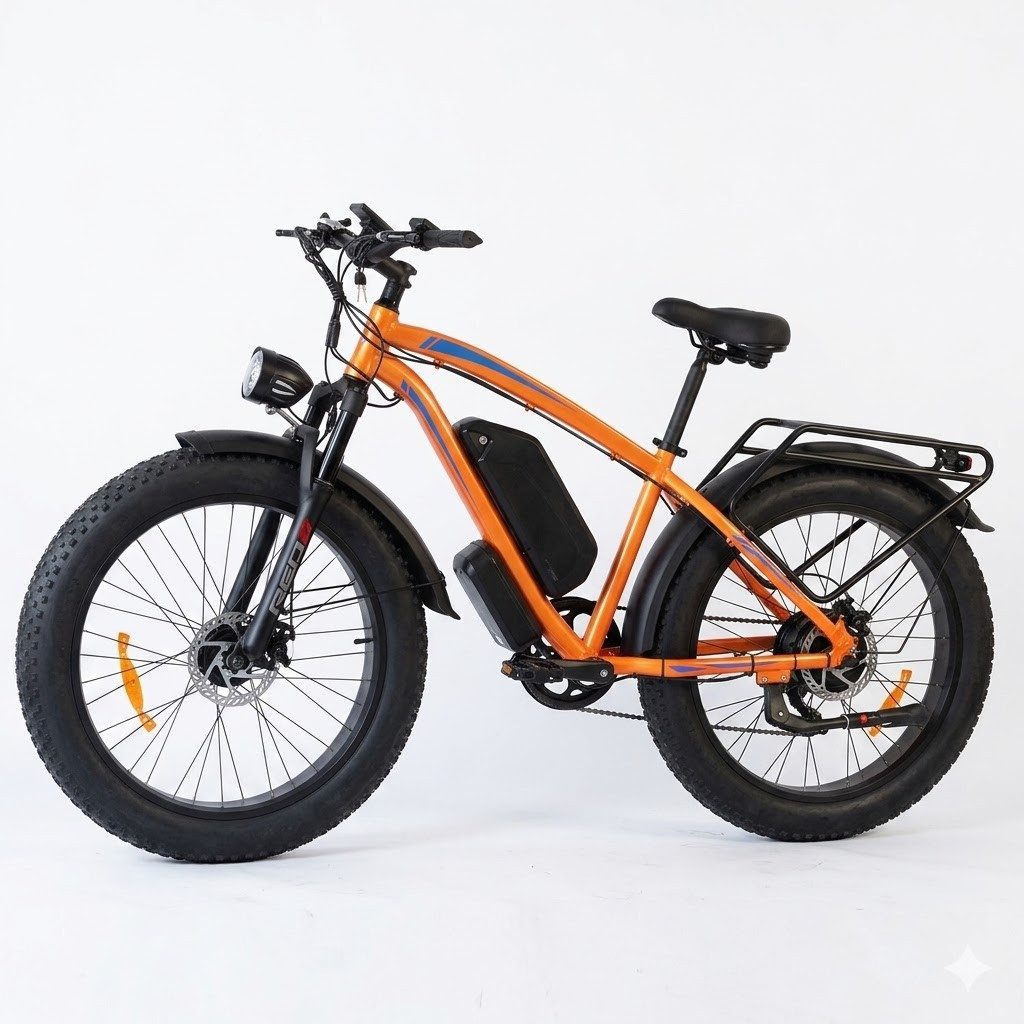 kowdom E-Bike E‑Bike Dual Motor 26 Zoll 150 km Reichweite Fat Tire Hydraulikbremse, 7 Gang 7-Gang Kettenschaltung Schaltwerk, Dual‑Motor, 1200 Wh, (Einzelstück), Dual‑Motor Vollgefedert Hydraulikbremse 25 km/h legal