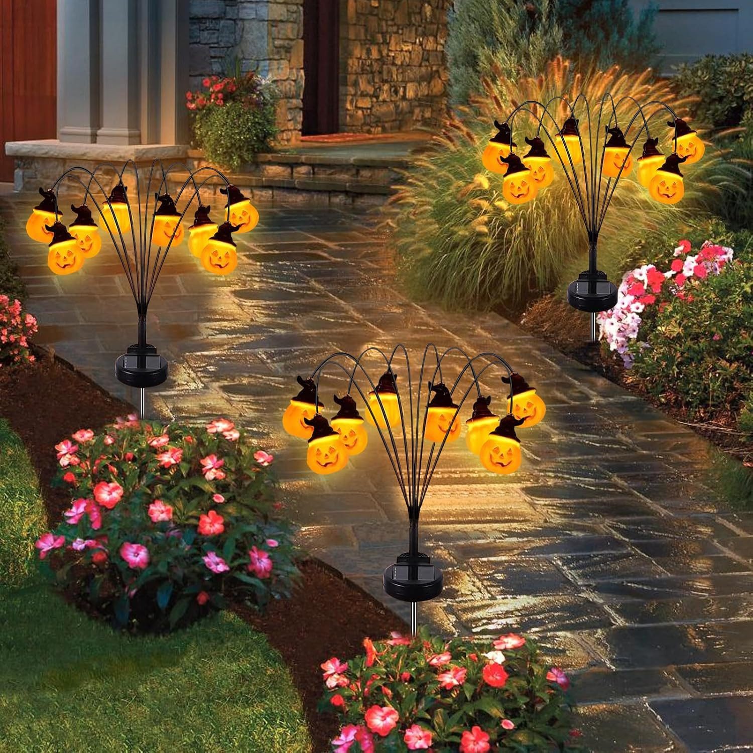 QUBEBU Gartenleuchte Halloween Kürbis Gartenlichter 60 LED Halloween Deko S günstig online kaufen