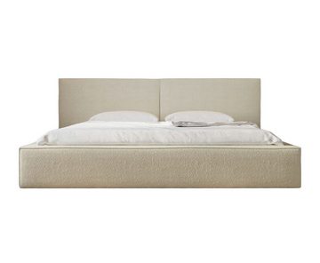 MOEBLO Polsterbett aus Bouclé Bett 06 (Bezug: Boucle, Doppelbett mit Kopfstütze, Rahmenbettgestell, mit Bettkasten und Lattenrost), gepolstertes Kopfteil, mit Bettkasten