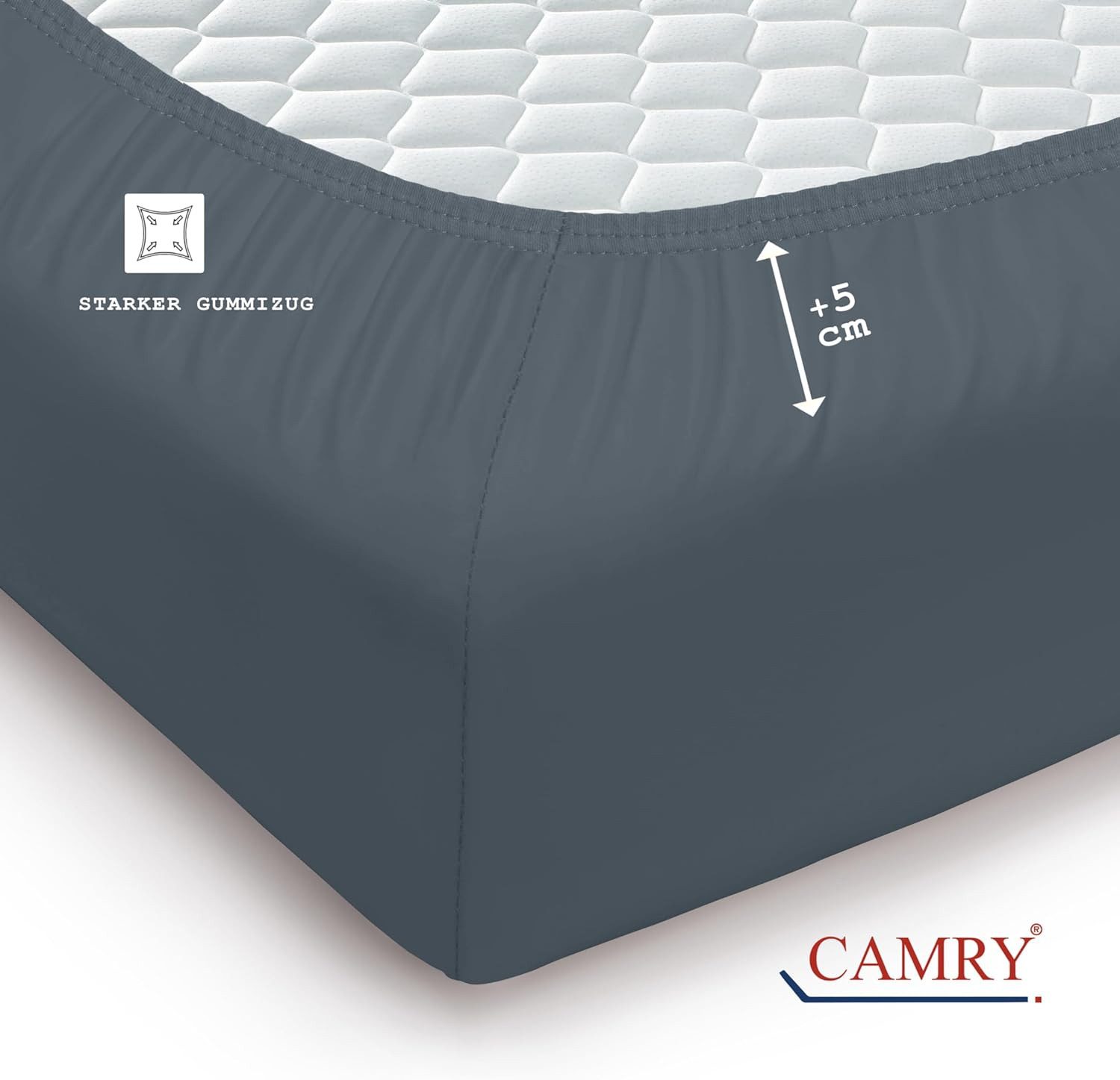 Camry Spannbettlaken CLASSIC Jersey 100% Baumwolle Spannbetttuch atmungsaktiv Gummizug, Jersey Baumwolle, Gummizug: rundum, 100% Baumwolle, alle Matratzenhöhen, – Bild 4 von 5